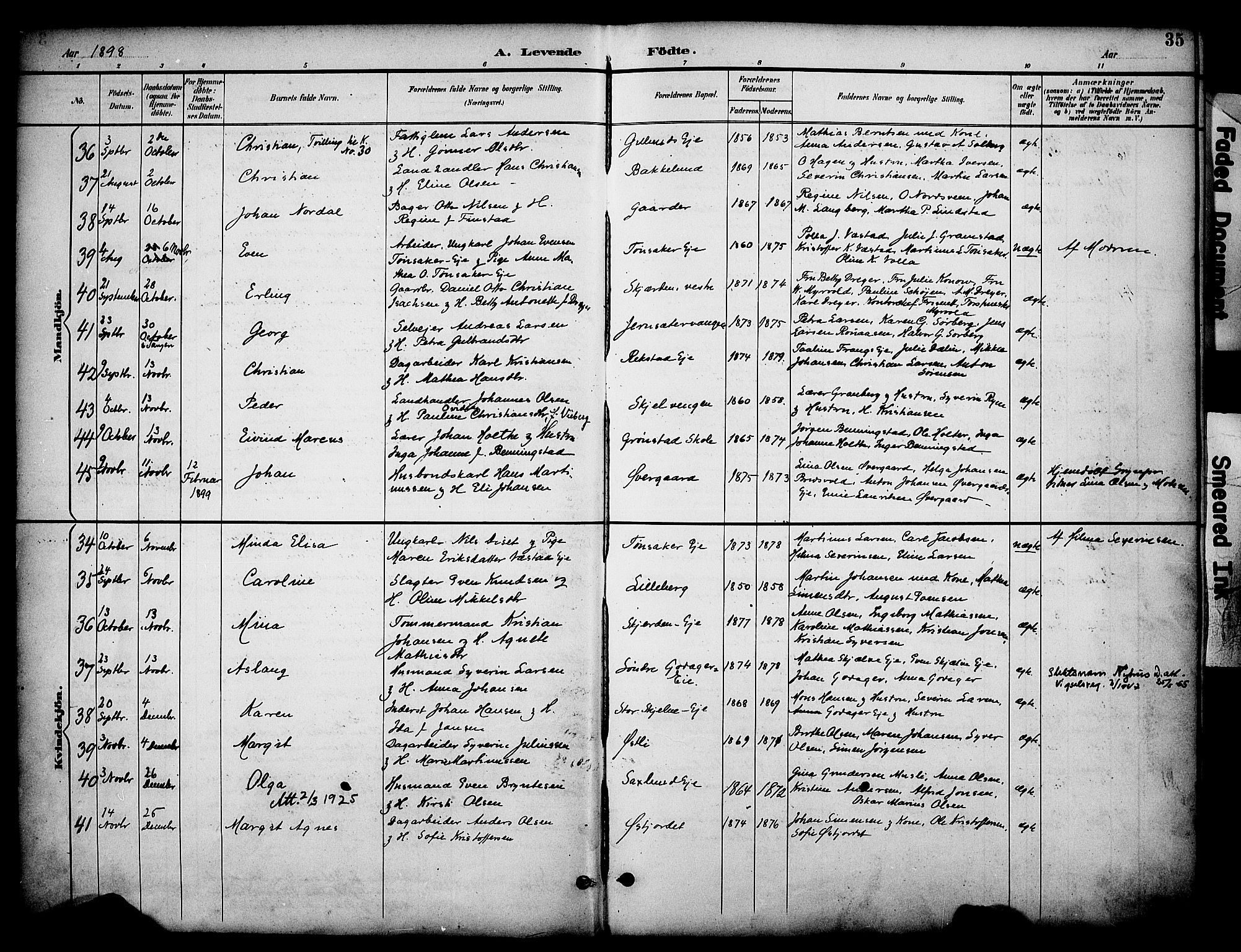 Stange prestekontor, AV/SAH-PREST-002/K/L0020: Parish register (official) no. 20, 1894-1905, p. 35