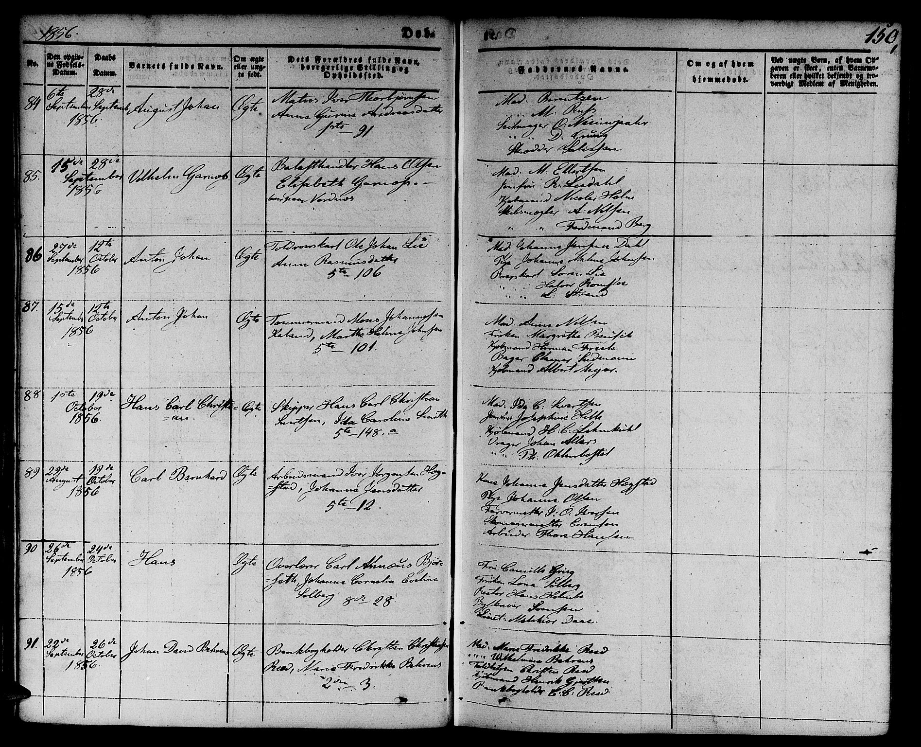 Nykirken Sokneprestembete, AV/SAB-A-77101/H/Hab: Parish register (copy) no. B 1, 1842-1858, p. 150