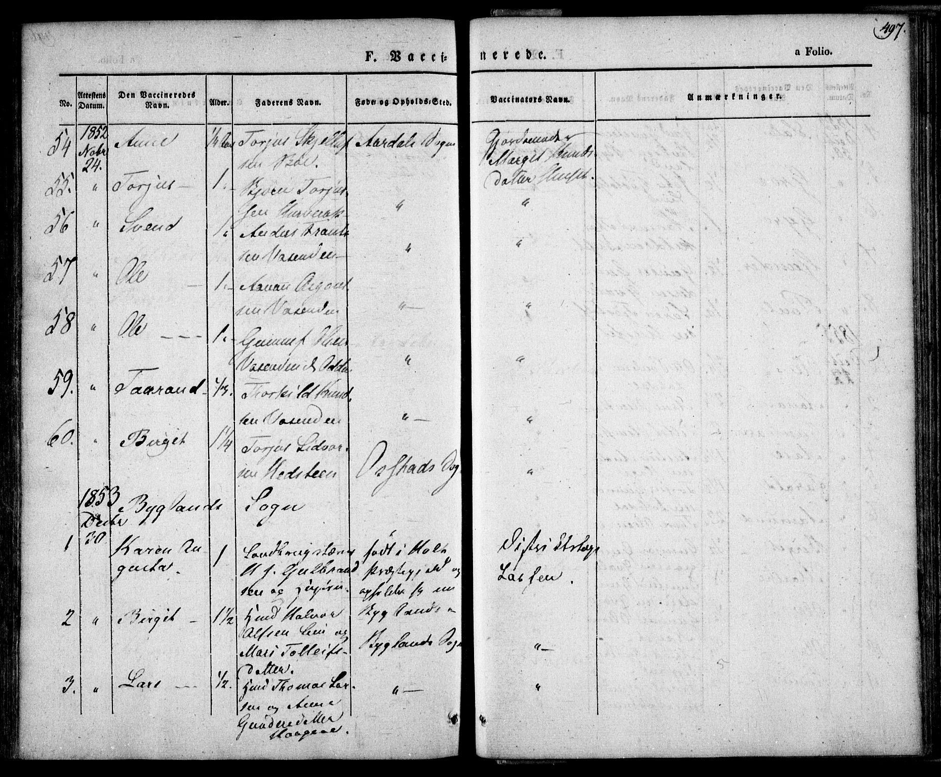 Bygland sokneprestkontor, AV/SAK-1111-0006/F/Fa/Fab/L0004: Parish register (official) no. A 4, 1842-1858, p. 497