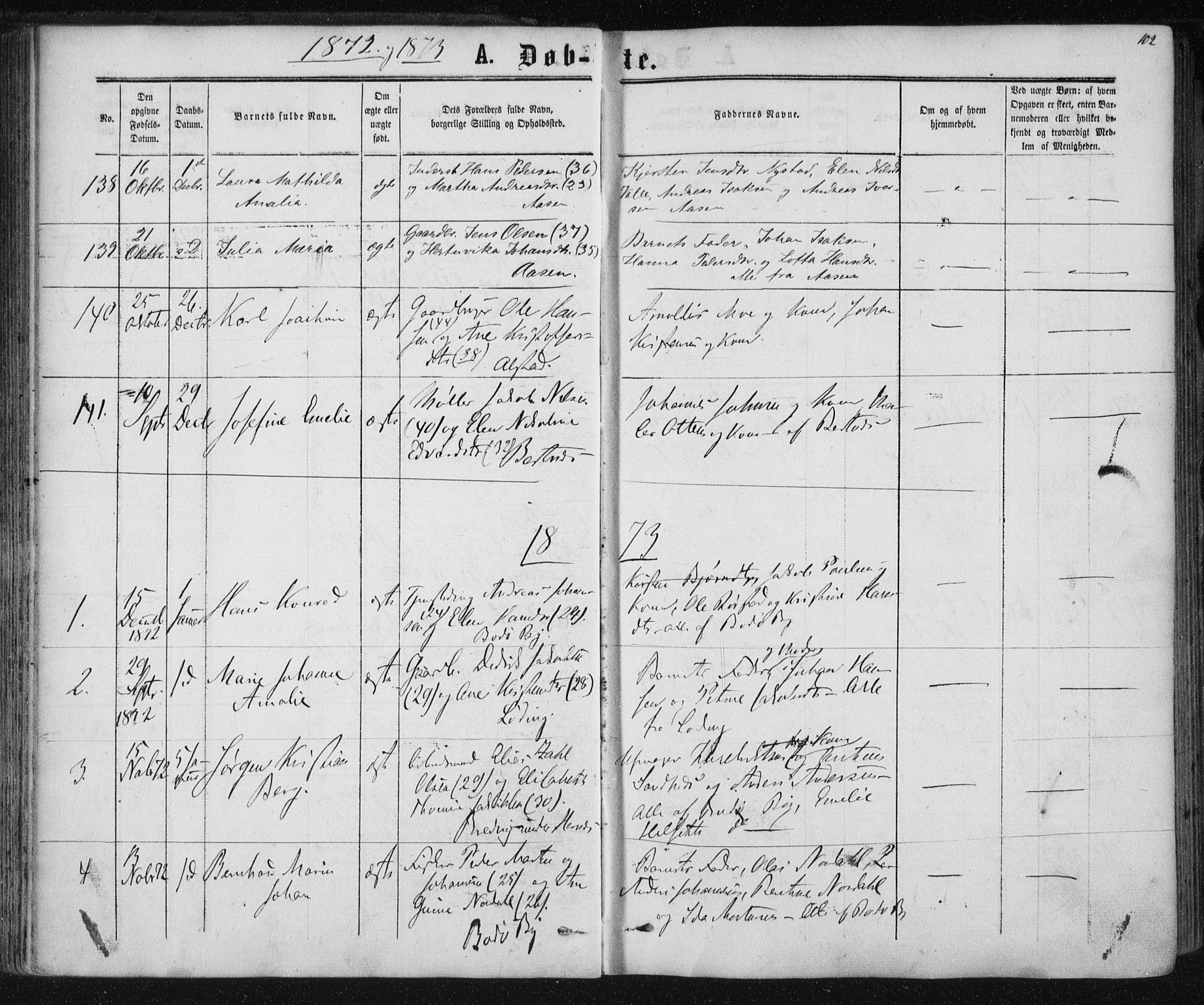 Ministerialprotokoller, klokkerbøker og fødselsregistre - Nordland, SAT/A-1459/801/L0008: Parish register (official) no. 801A08, 1864-1875, p. 102