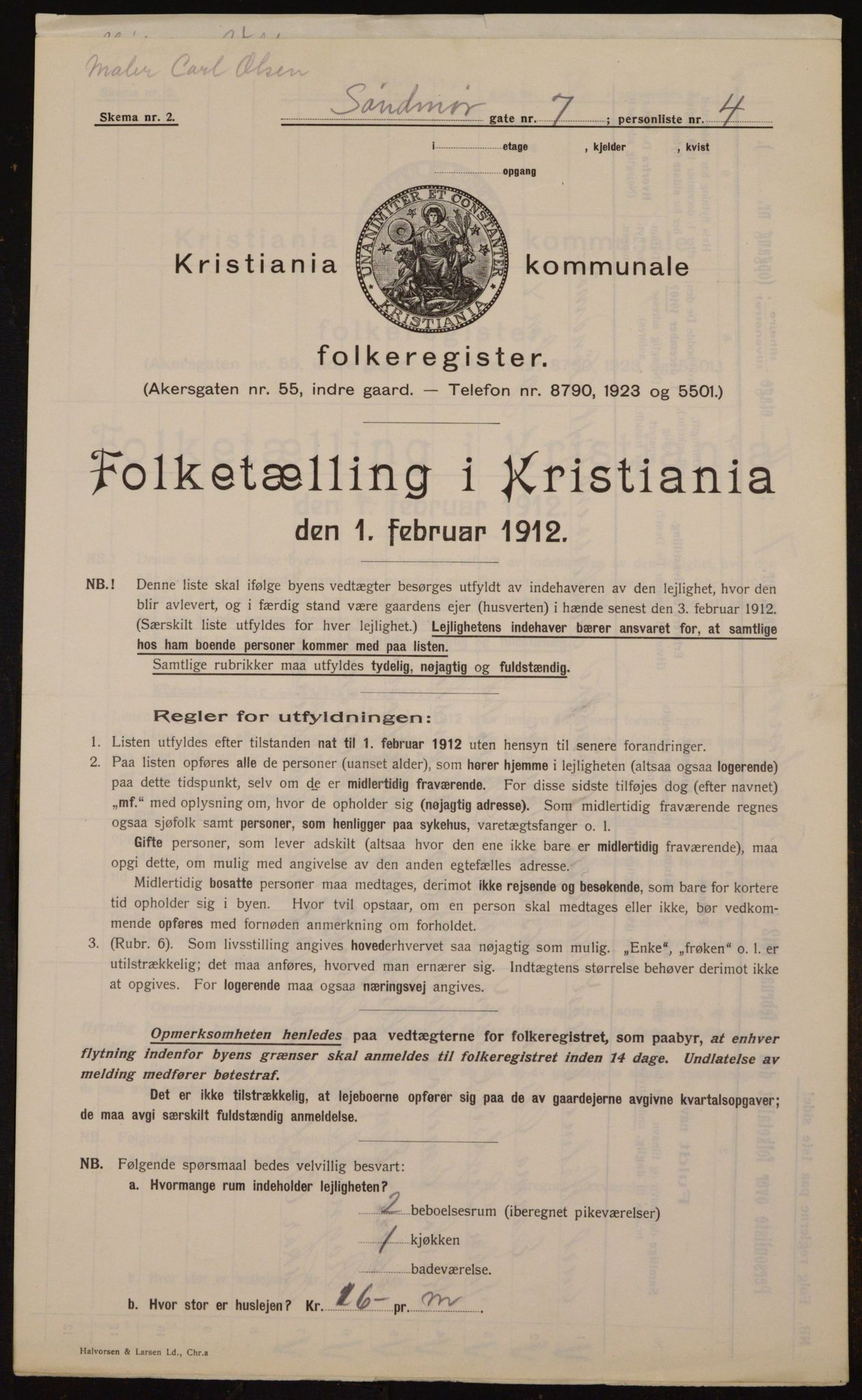 OBA, Municipal Census 1912 for Kristiania, 1912, p. 104756