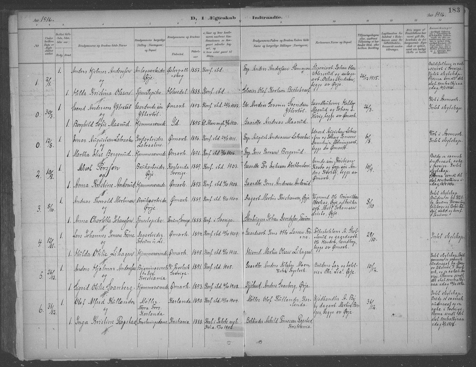 Aremark prestekontor Kirkebøker, AV/SAO-A-10899/F/Fb/L0005: Parish register (official) no. II 5, 1895-1919, p. 183