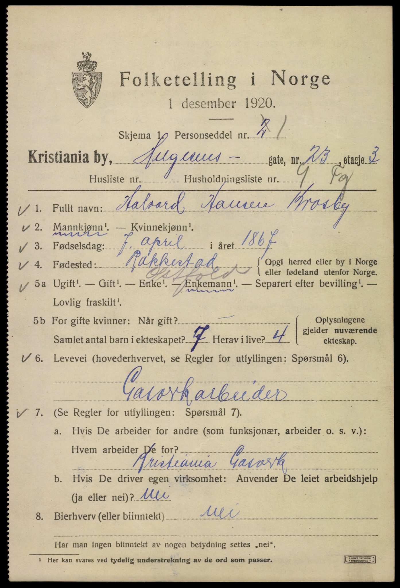 SAO, 1920 census for Kristiania, 1920, p. 284297