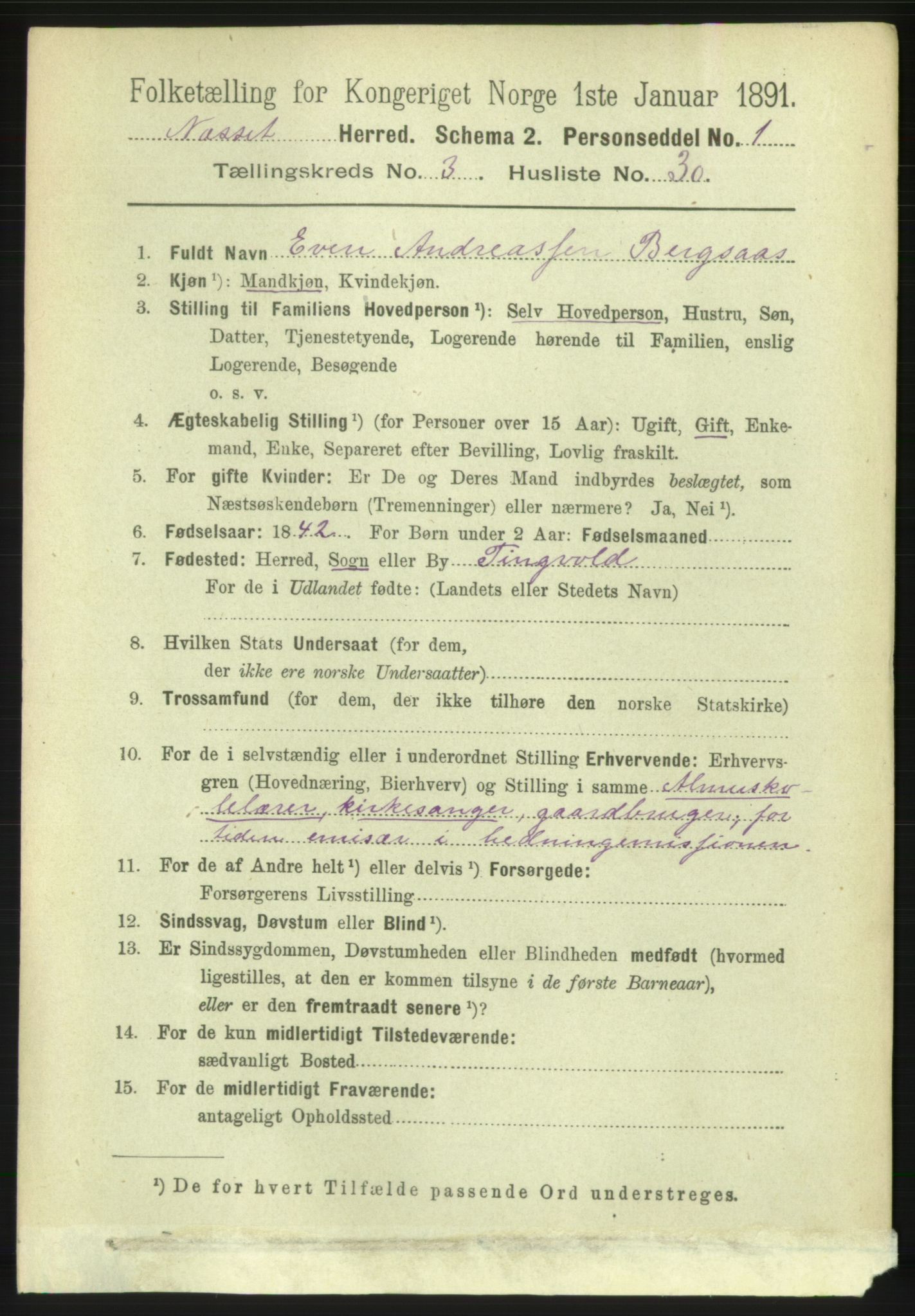 RA, 1891 census for 1543 Nesset, 1891, p. 1296