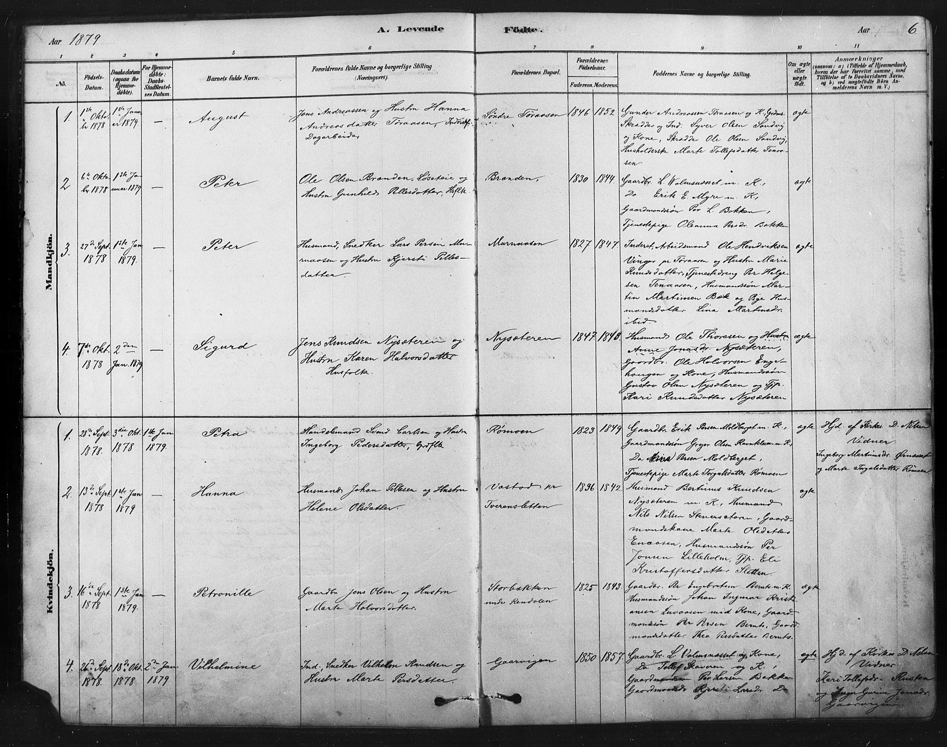 Åmot prestekontor, Hedmark, SAH/PREST-056/H/Ha/Haa/L0012: Parish register (official) no. 12, 1878-1901, p. 6