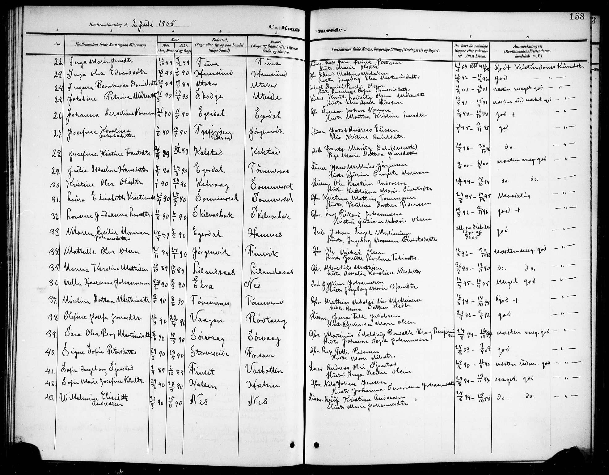 Ministerialprotokoller, klokkerbøker og fødselsregistre - Nordland, AV/SAT-A-1459/859/L0860: Parish register (copy) no. 859C06, 1899-1909, p. 158