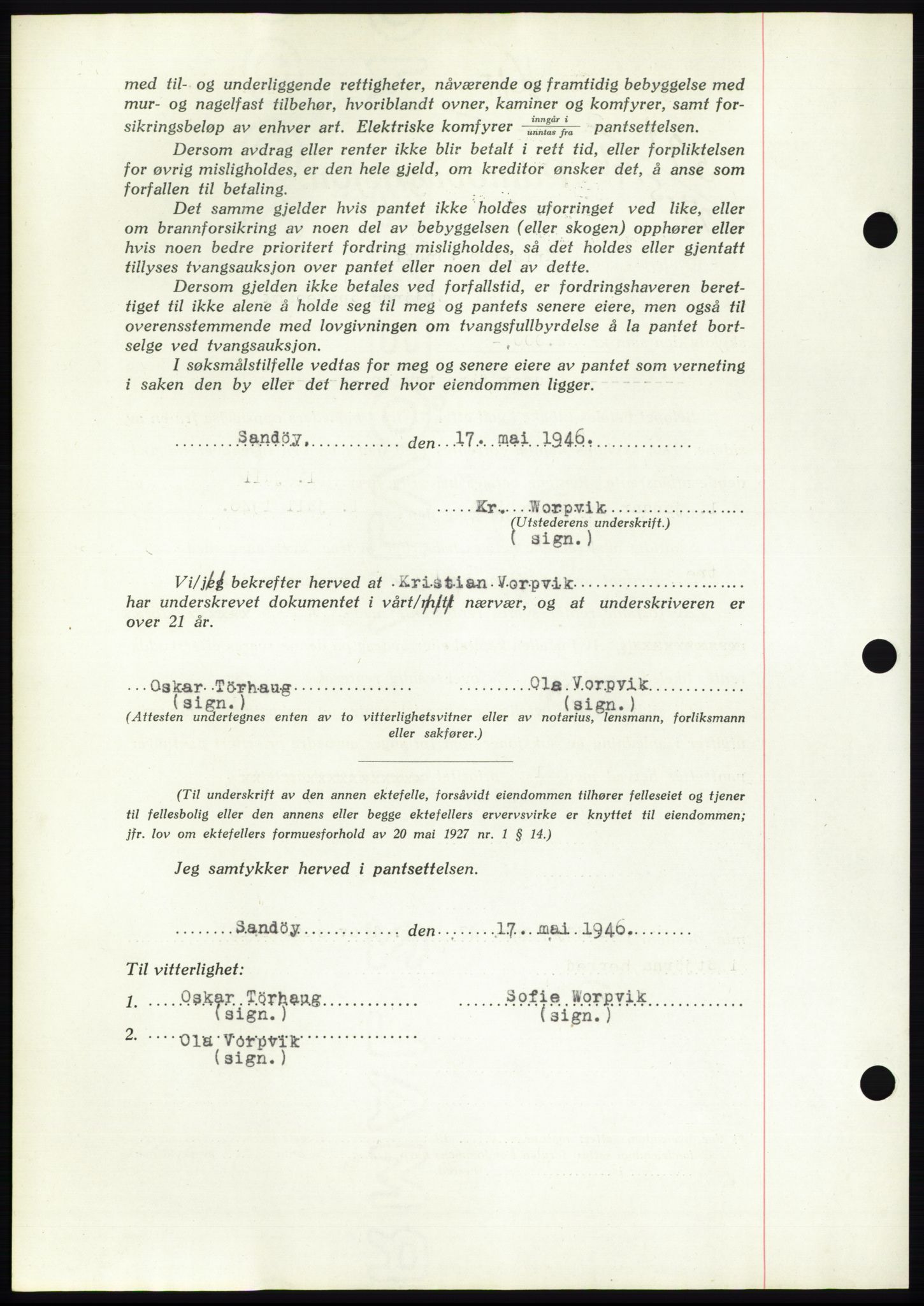 Fosen sorenskriveri, AV/SAT-A-1107/1/2/2C: Mortgage book no. B, 1946-1948, Diary no: : 591/1946