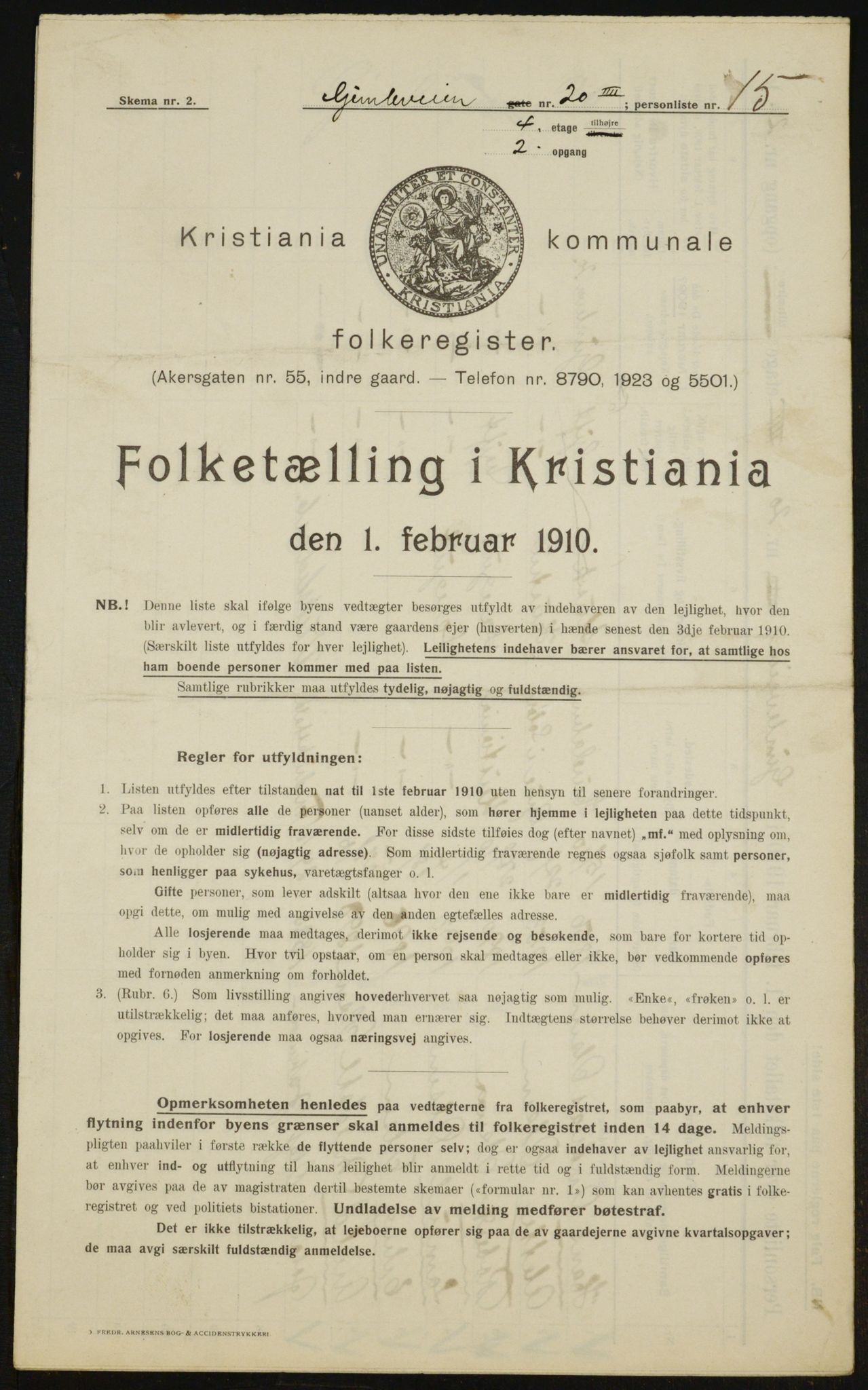 OBA, Municipal Census 1910 for Kristiania, 1910, p. 27752