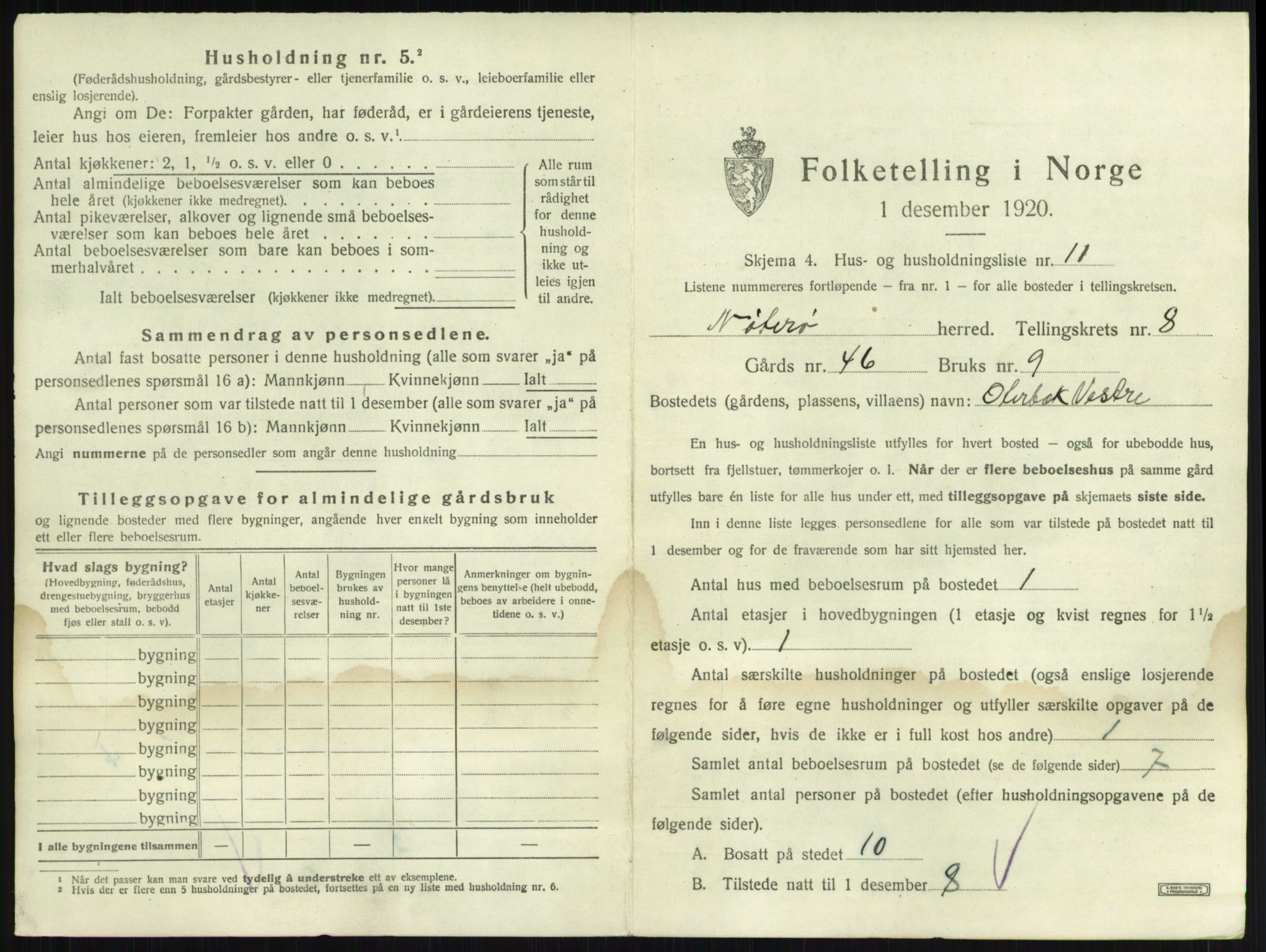SAKO, 1920 census for Nøtterøy, 1920, p. 1523