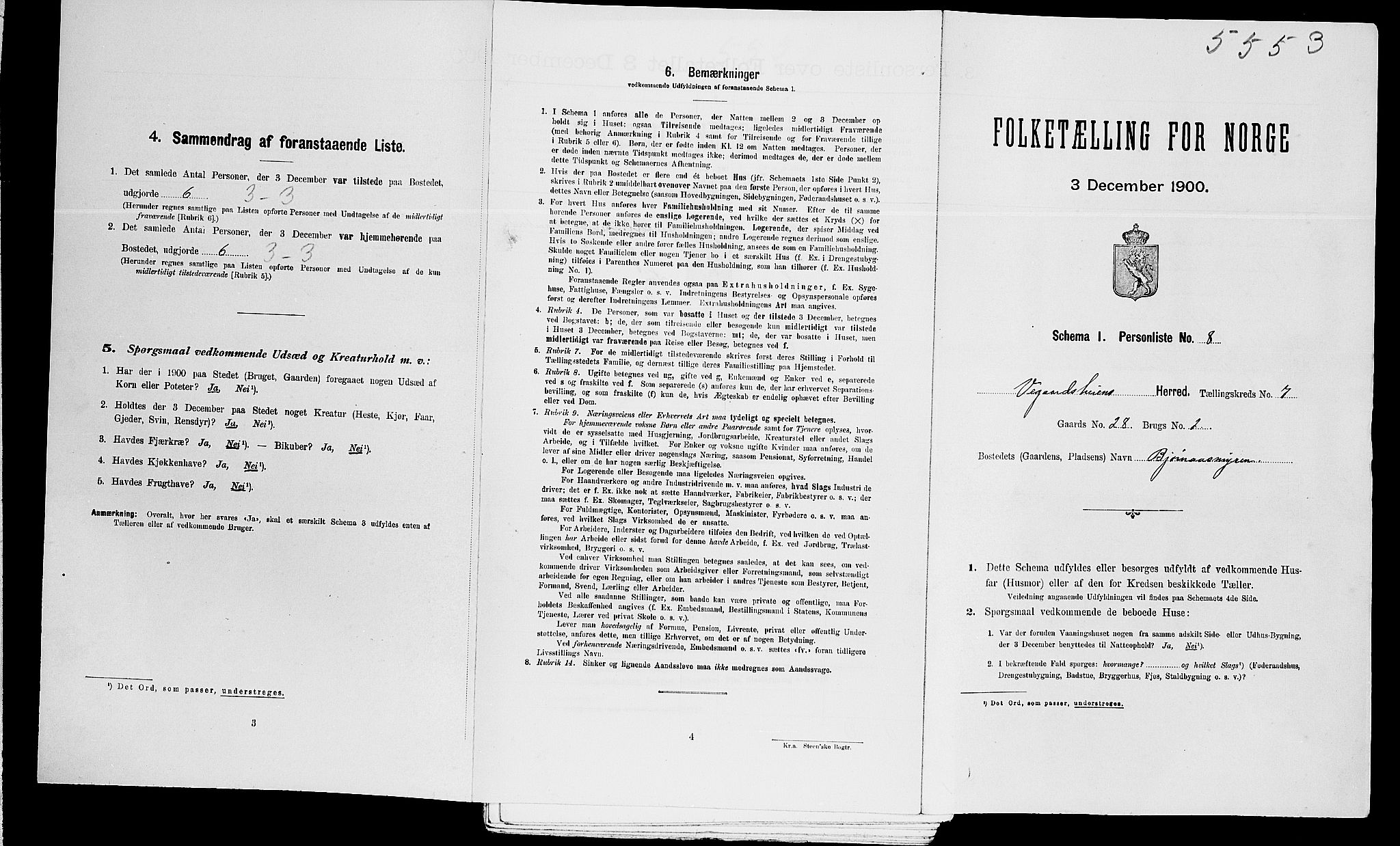 SAK, 1900 census for Vegårshei, 1900, p. 394