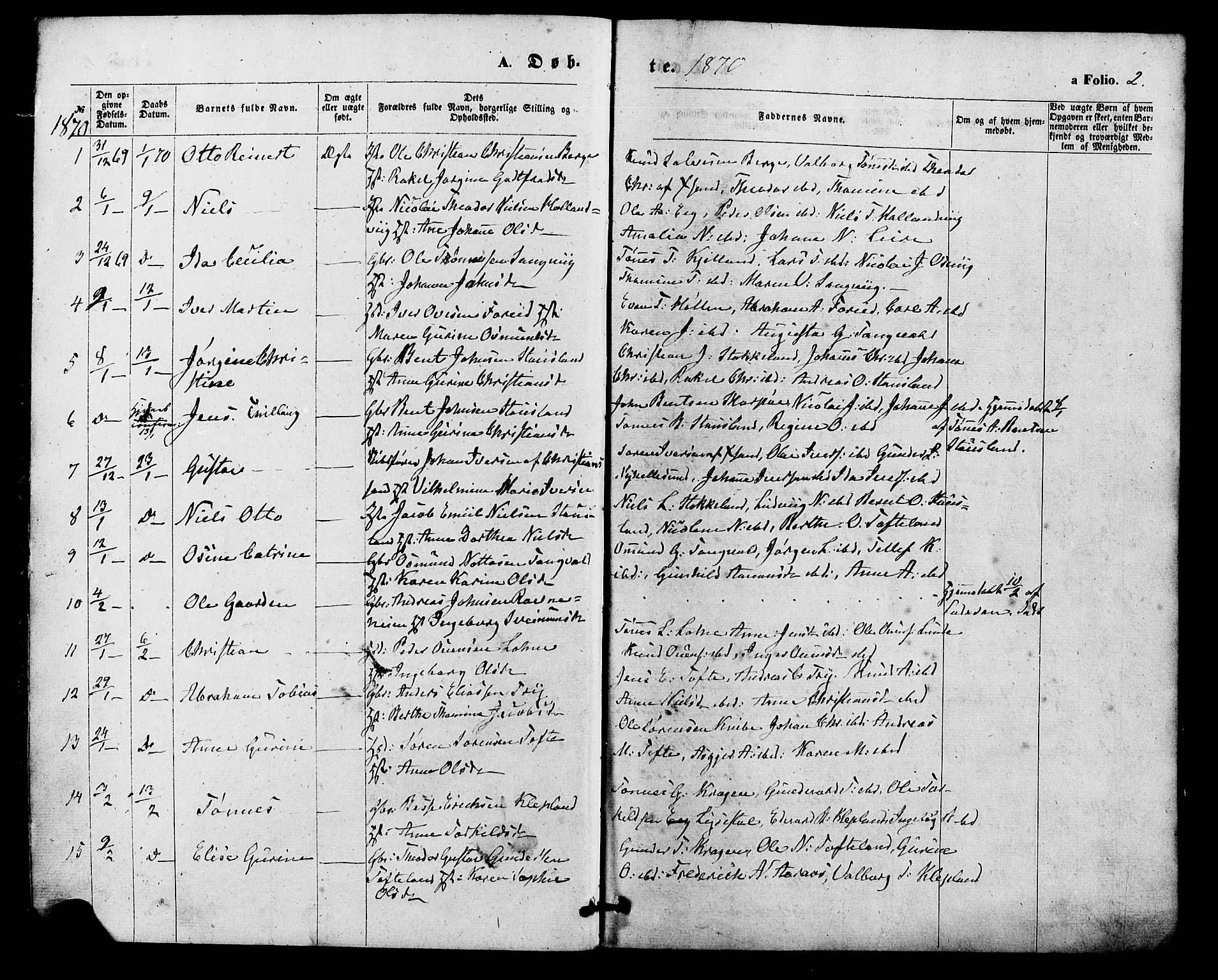 Søgne sokneprestkontor, SAK/1111-0037/F/Fa/Fab/L0011: Parish register (official) no. A 11, 1869-1879, p. 2