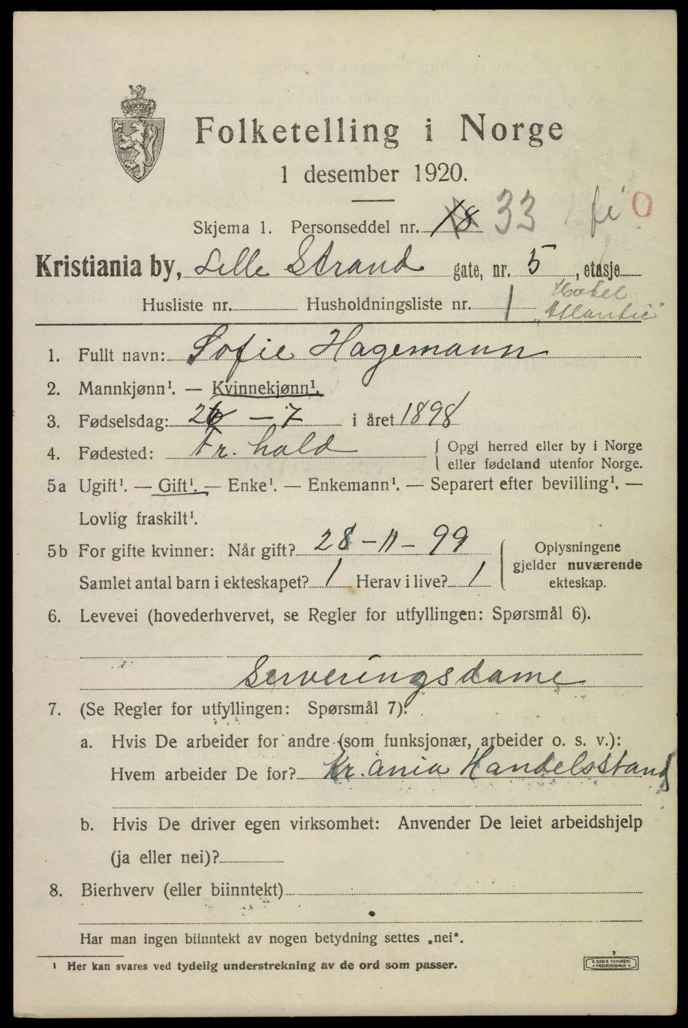 SAO, 1920 census for Kristiania, 1920, p. 364715