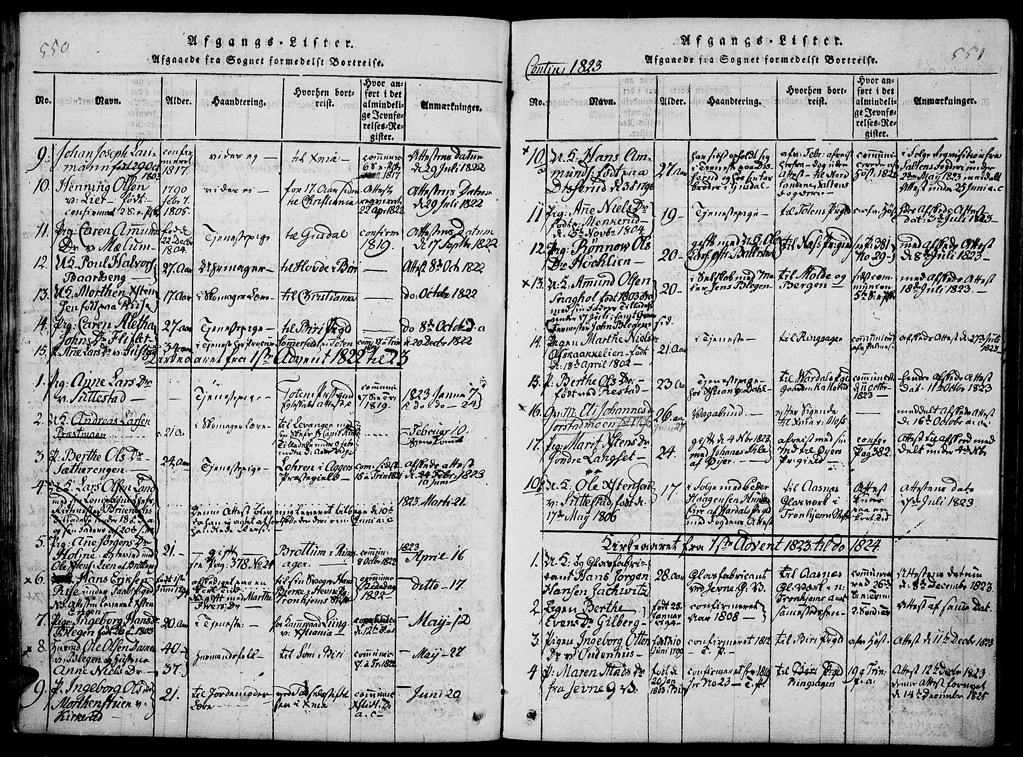 Fåberg prestekontor, SAH/PREST-086/H/Ha/Haa/L0003: Parish register (official) no. 3, 1818-1833, p. 550-551