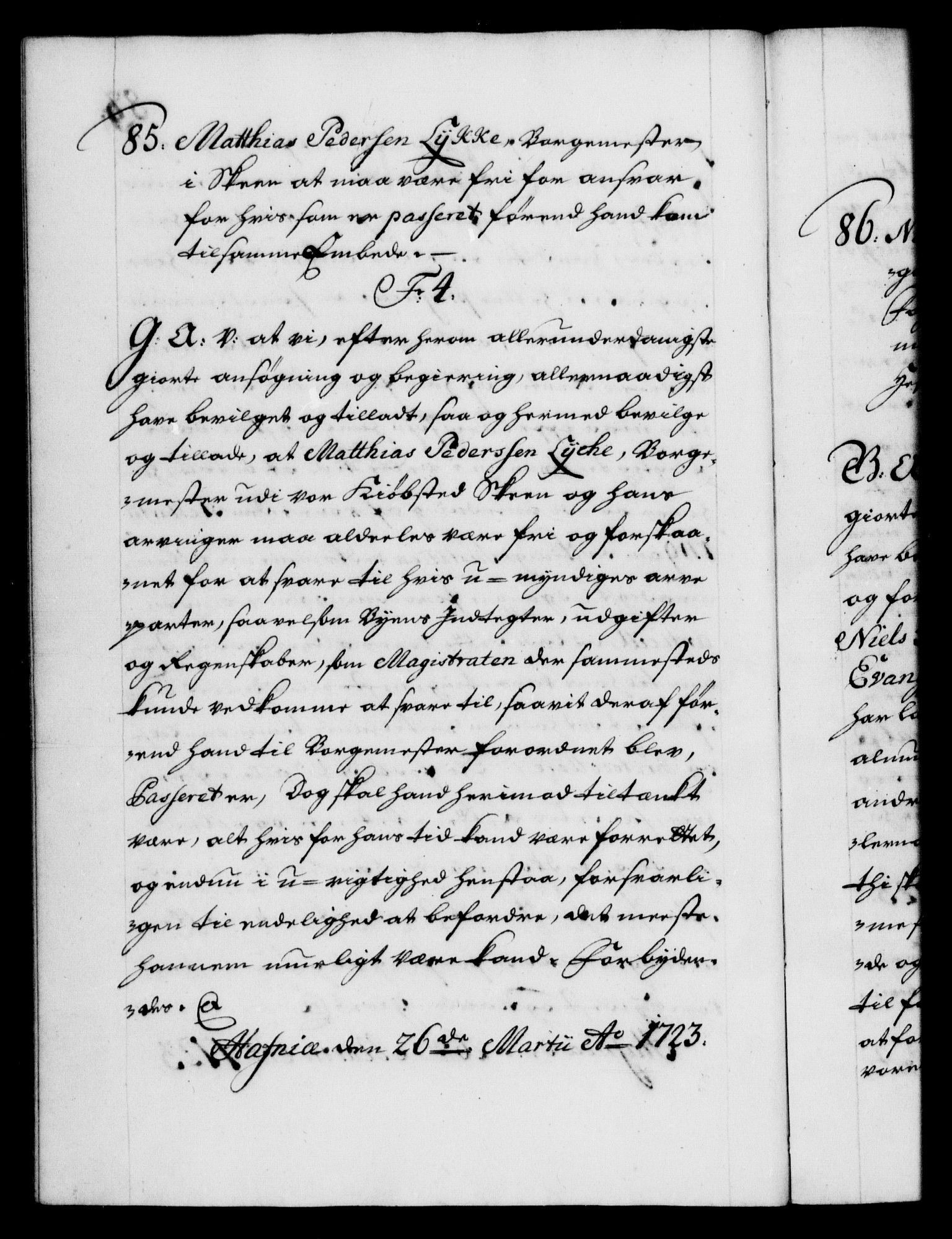 Danske Kanselli 1572-1799, AV/RA-EA-3023/F/Fc/Fca/Fcaa/L0024: Norske registre, 1723-1725, p. 88b