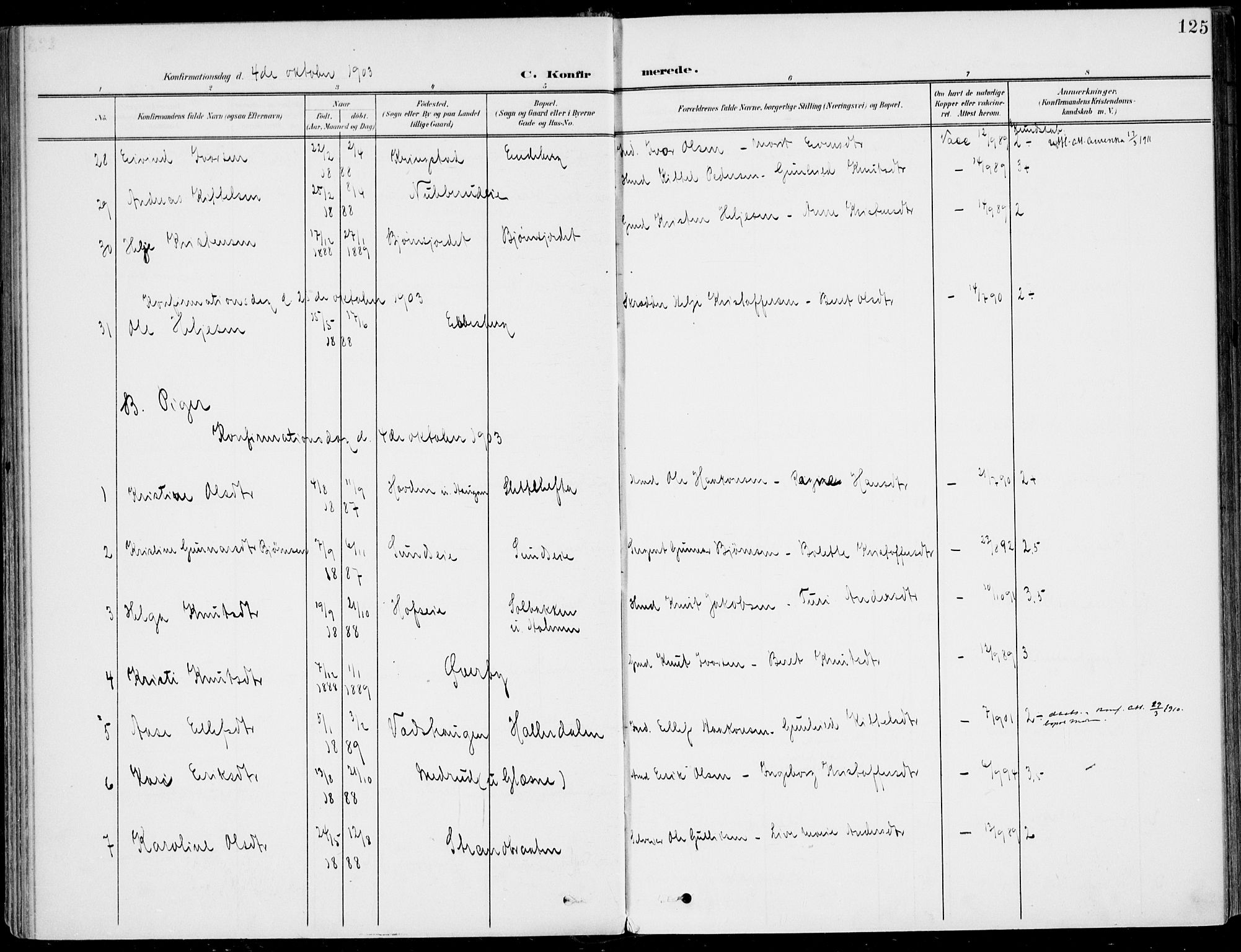 Sigdal kirkebøker, AV/SAKO-A-245/F/Fb/L0002: Parish register (official) no. II 2, 1901-1914, p. 125