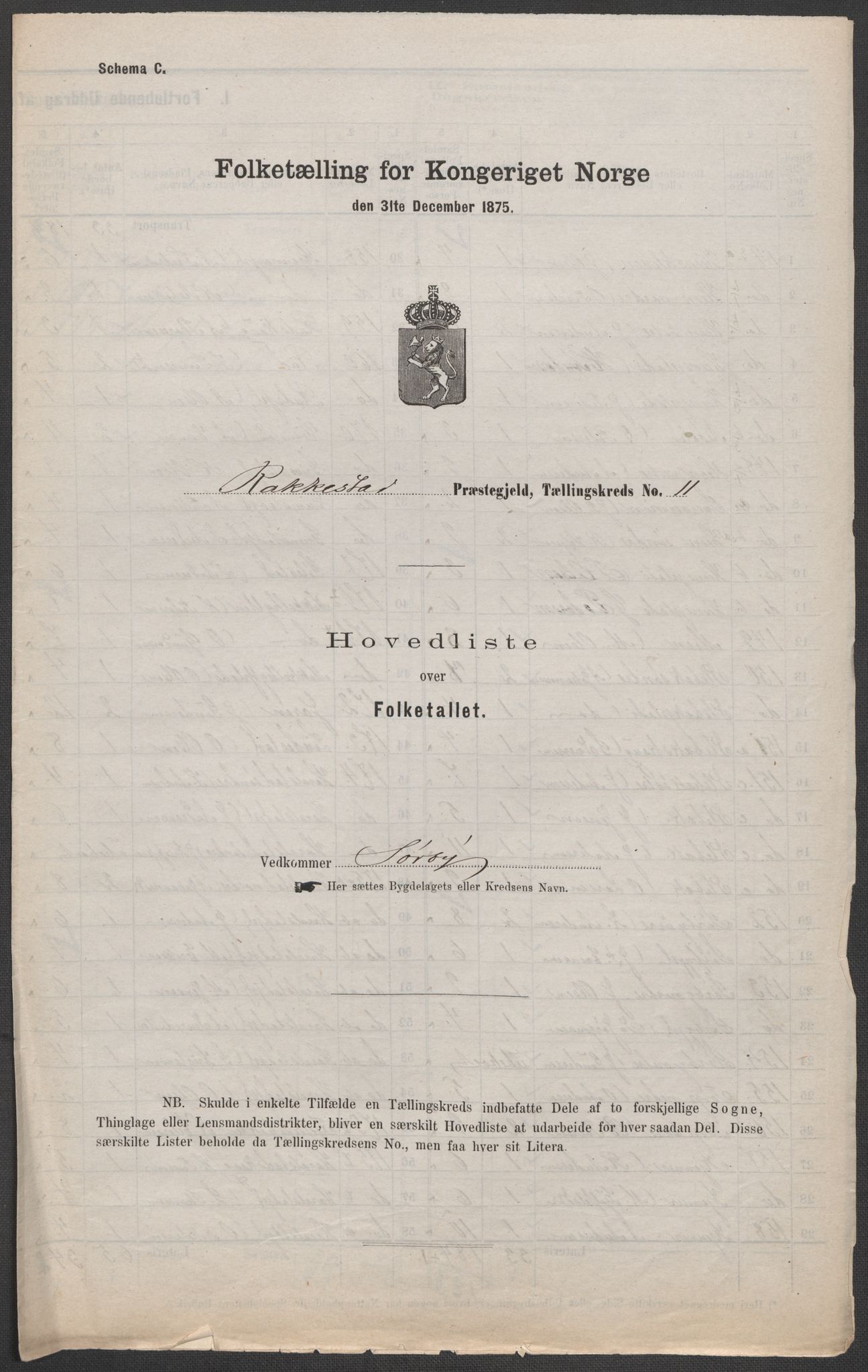 RA, 1875 census for 0128P Rakkestad, 1875, p. 43