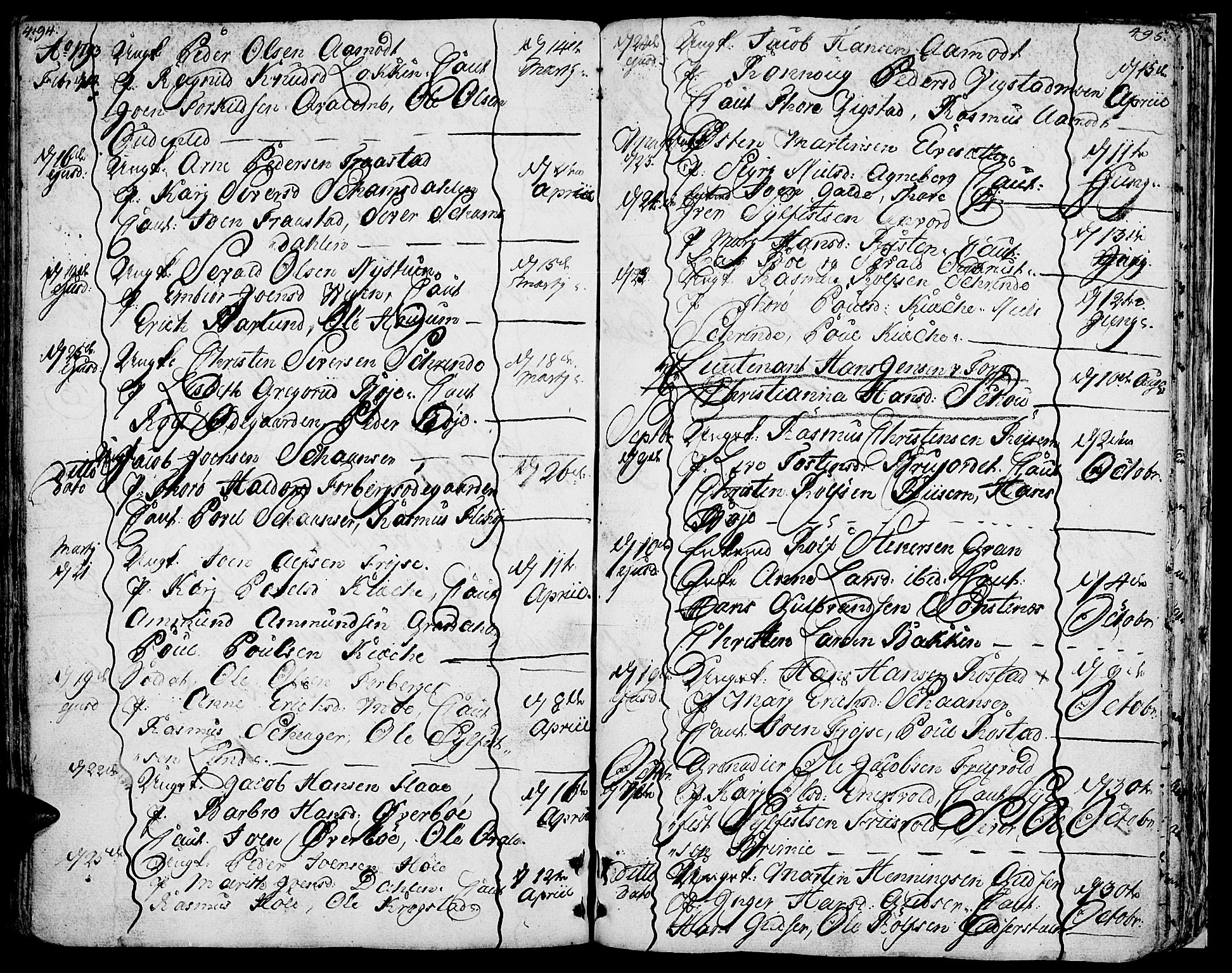 Lom prestekontor, SAH/PREST-070/K/L0002: Parish register (official) no. 2, 1749-1801, p. 494-495