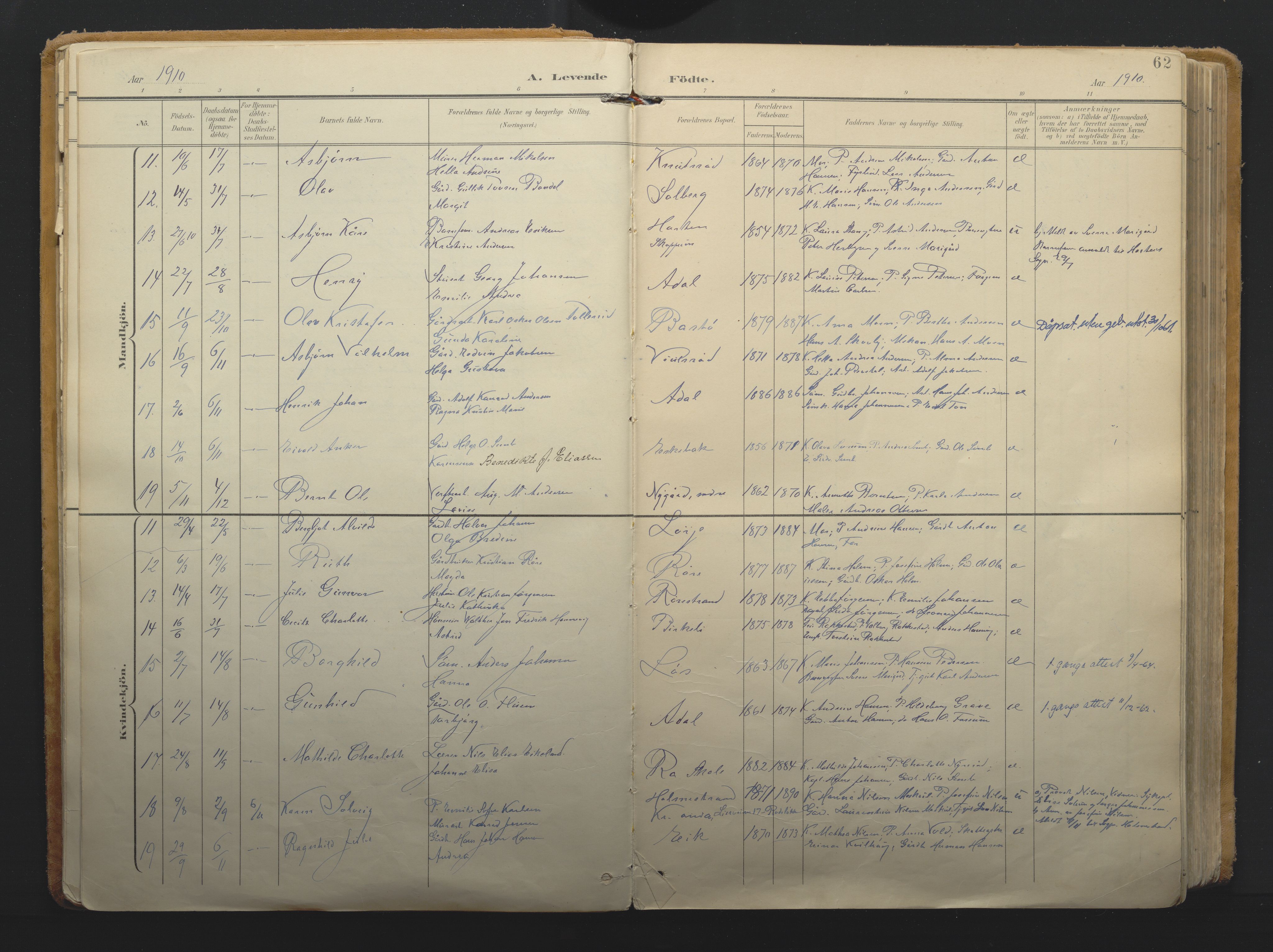 Borre kirkebøker, AV/SAKO-A-338/F/Fa/L0011: Parish register (official) no. I 11, 1897-1921, p. 62