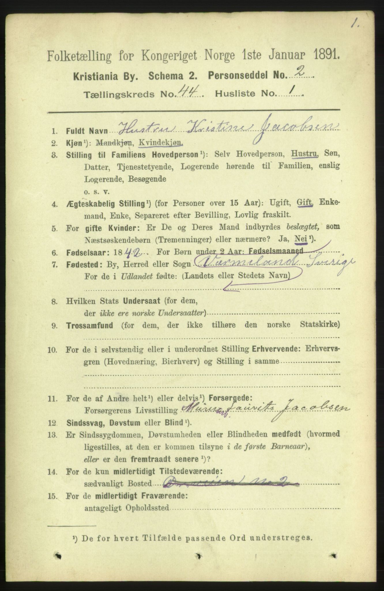 RA, 1891 census for 0301 Kristiania, 1891, p. 26637