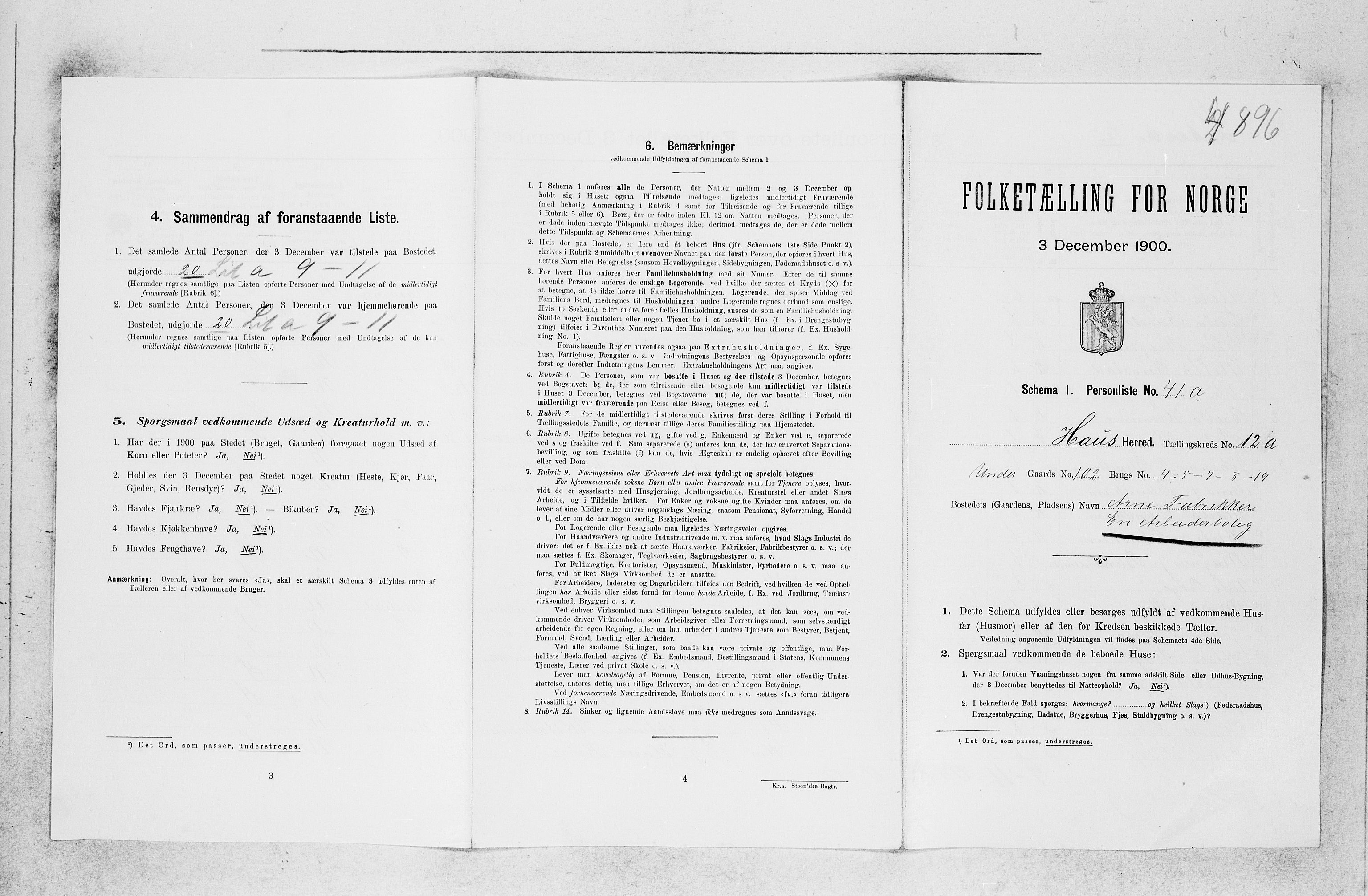 SAB, 1900 census for Haus, 1900, p. 1339