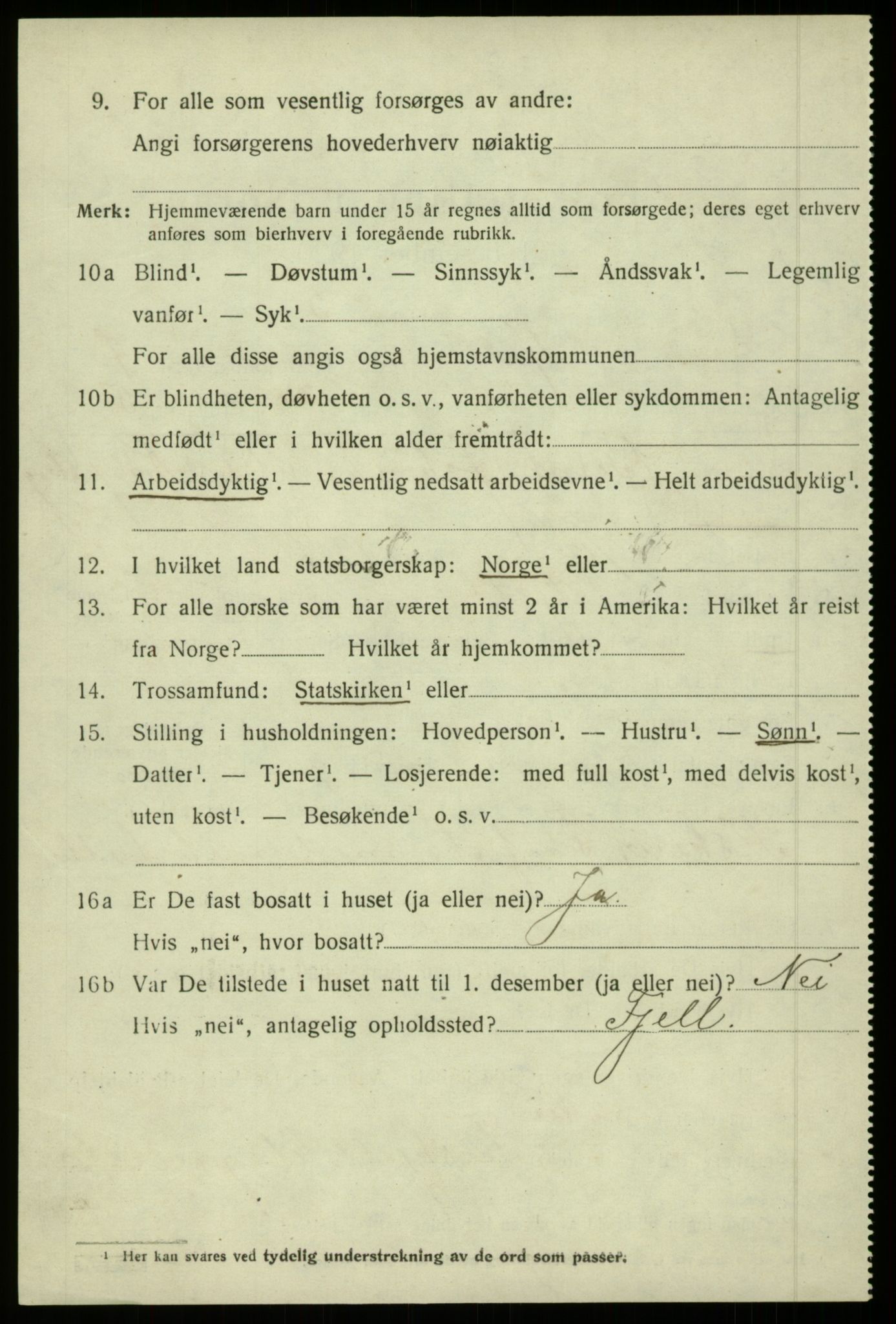 SAB, 1920 census for Fjell, 1920, p. 6821