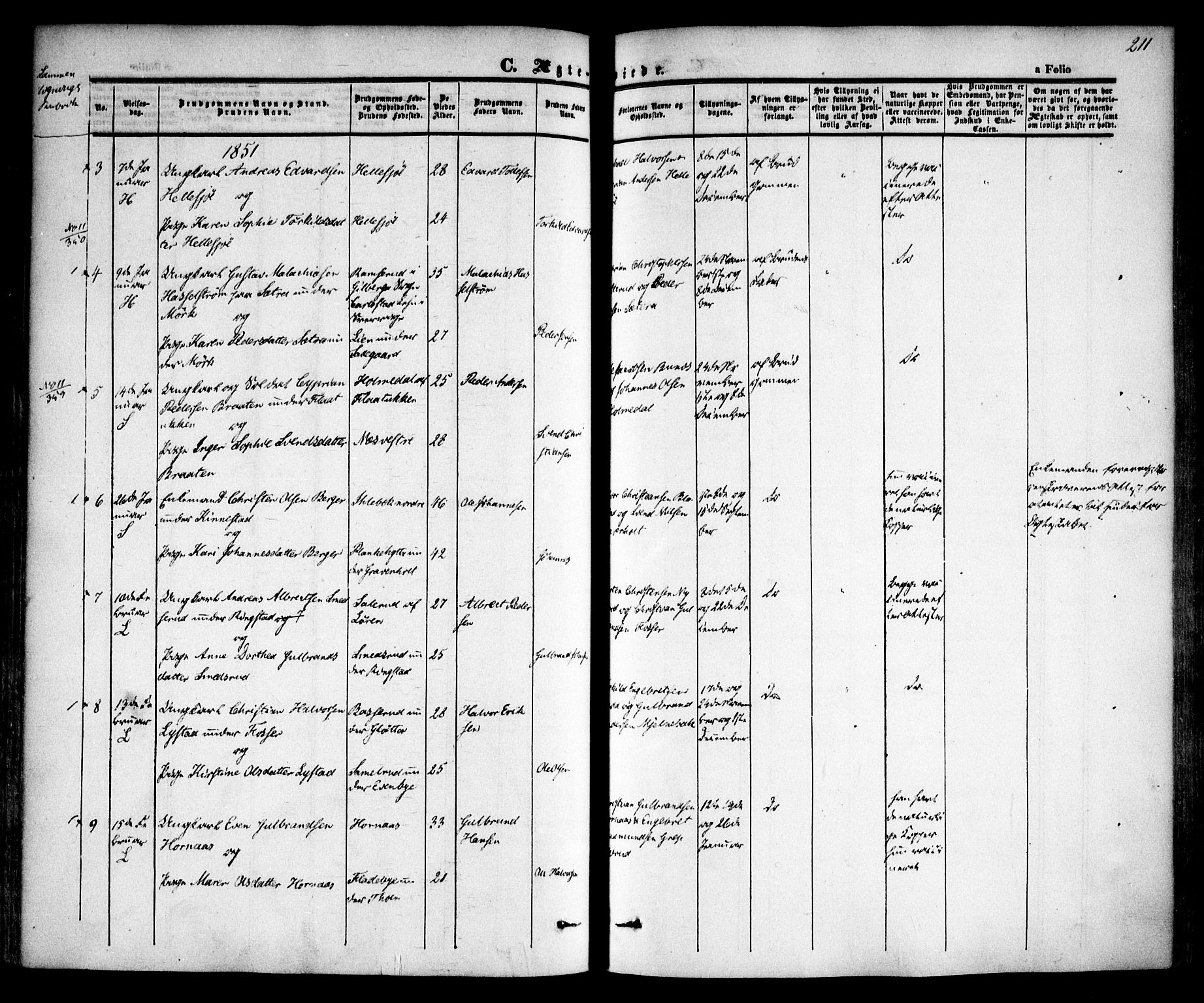 Høland prestekontor Kirkebøker, SAO/A-10346a/F/Fa/L0009: Parish register (official) no. I 9, 1846-1853, p. 211
