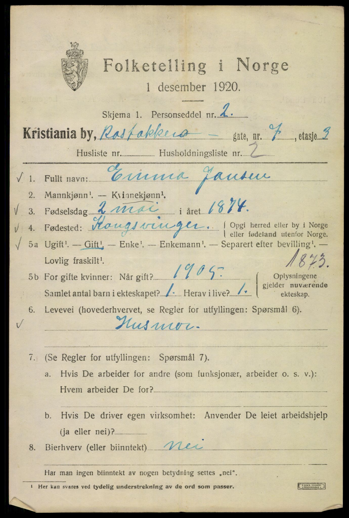 SAO, 1920 census for Kristiania, 1920, p. 469359