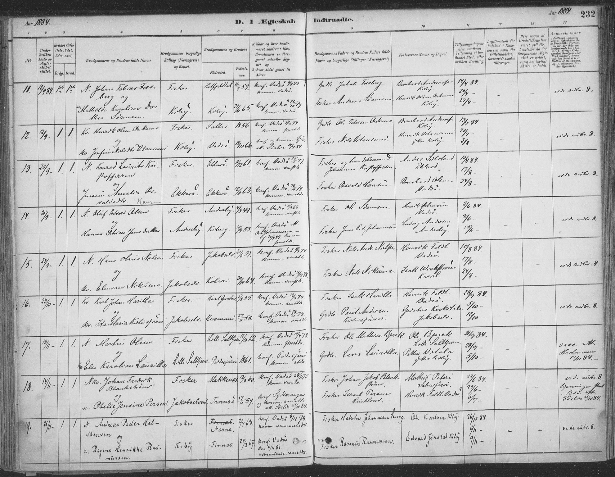 Vadsø sokneprestkontor, SATØ/S-1325/H/Ha/L0009kirke: Parish register (official) no. 9, 1881-1917, p. 232