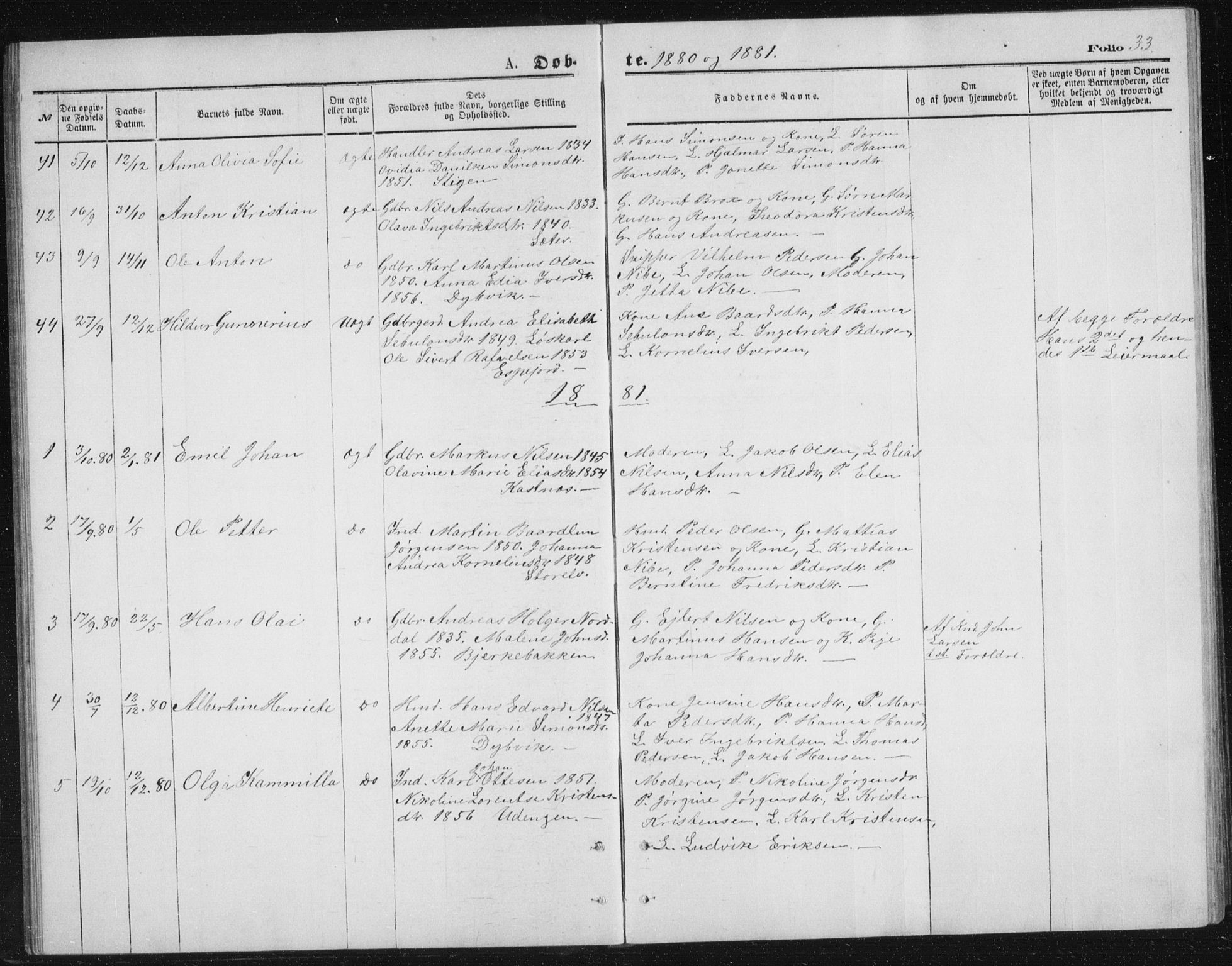 Tranøy sokneprestkontor, SATØ/S-1313/I/Ia/Iab/L0013klokker: Parish register (copy) no. 13, 1874-1896, p. 33