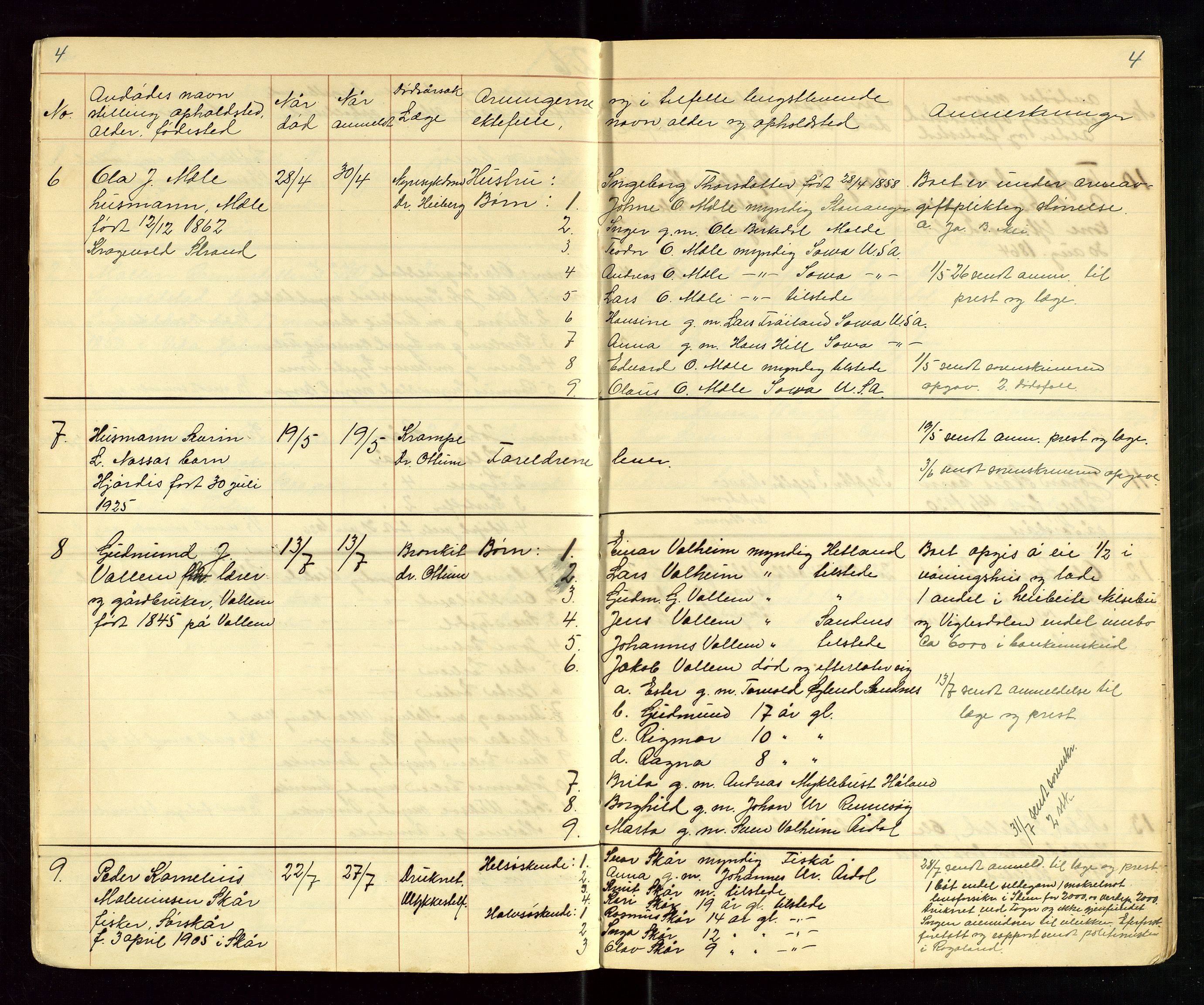 Årdal lensmannskontor, AV/SAST-A-100453/Gga/L0005: "Dødsliste", 1925-1943, p. 4