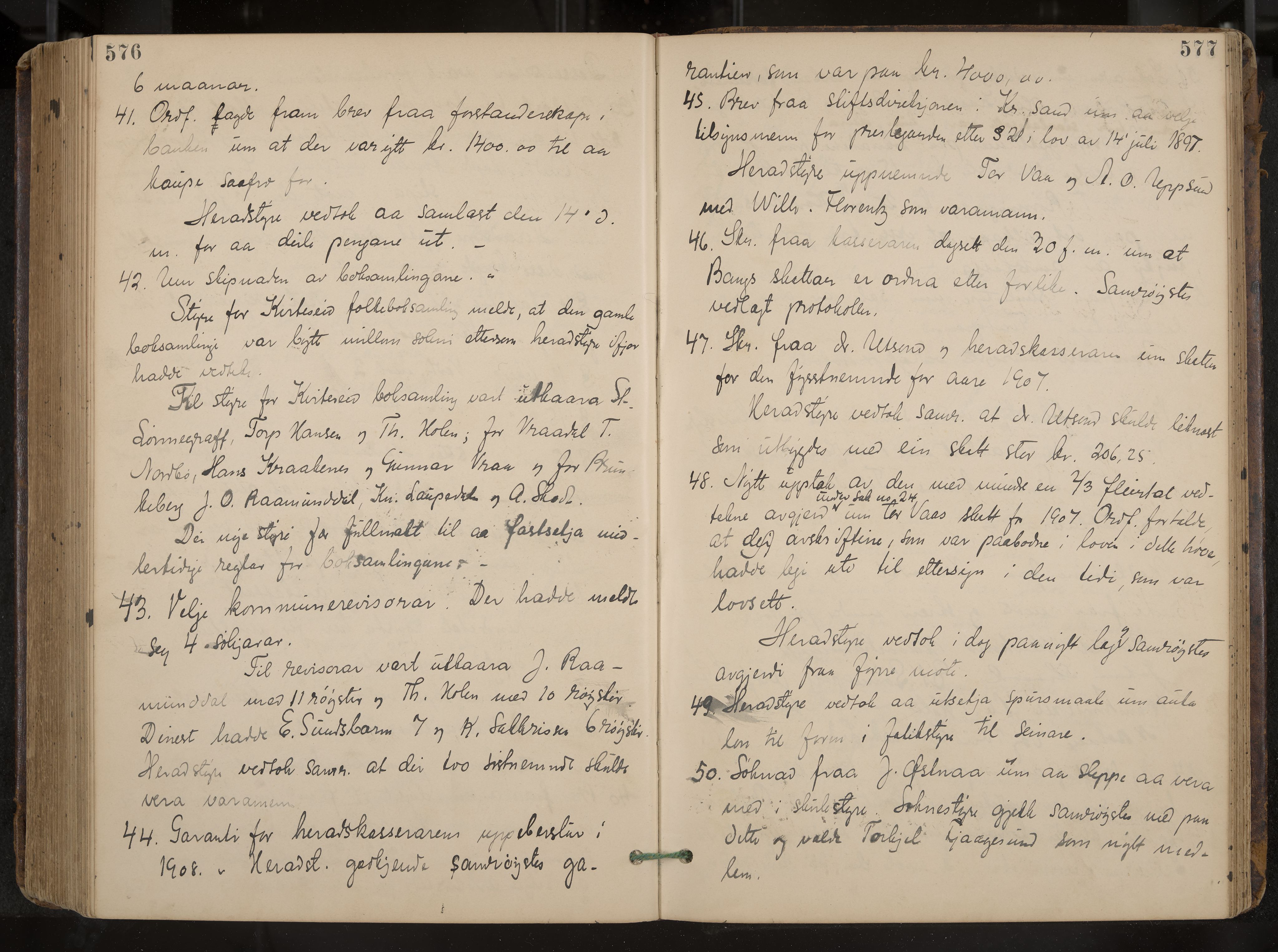 Kviteseid formannskap og sentraladministrasjon, IKAK/0829021/A/Aa/L0004: Møtebok, 1896-1911, p. 576-577