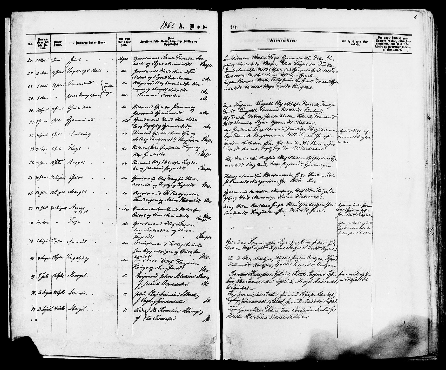 Mo kirkebøker, SAKO/A-286/F/Fa/L0006: Parish register (official) no. I 6, 1865-1885, p. 6
