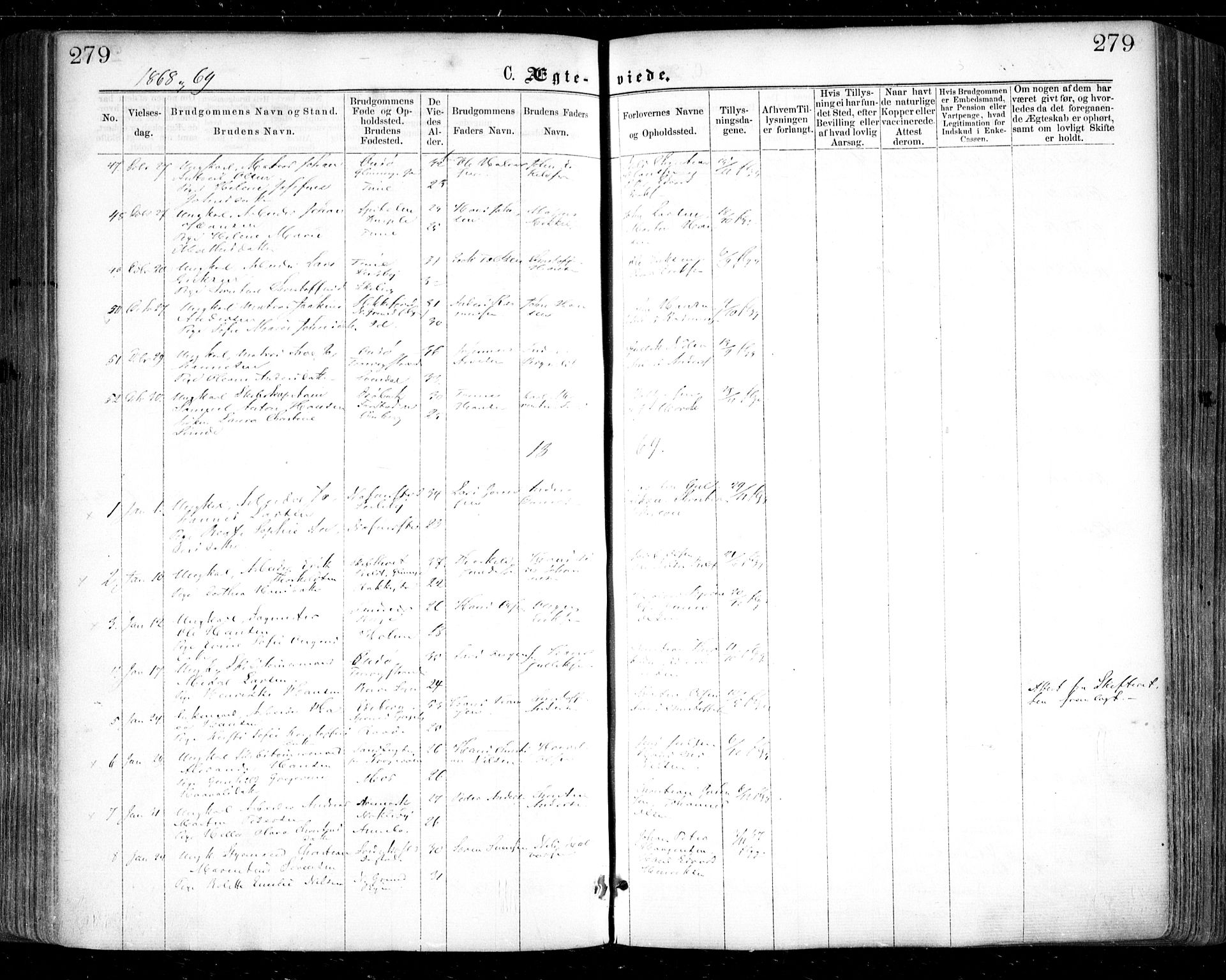 Glemmen prestekontor Kirkebøker, AV/SAO-A-10908/F/Fa/L0008: Parish register (official) no. 8, 1862-1871, p. 279