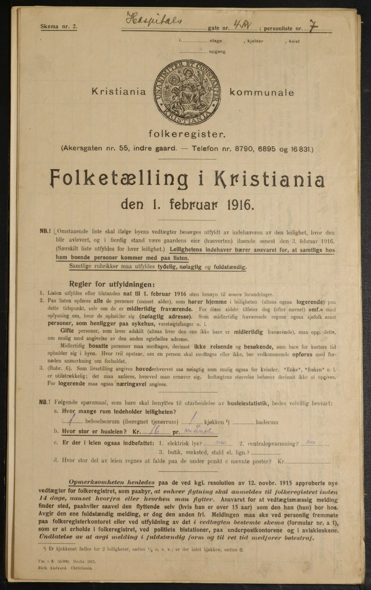 OBA, Municipal Census 1916 for Kristiania, 1916, p. 42089