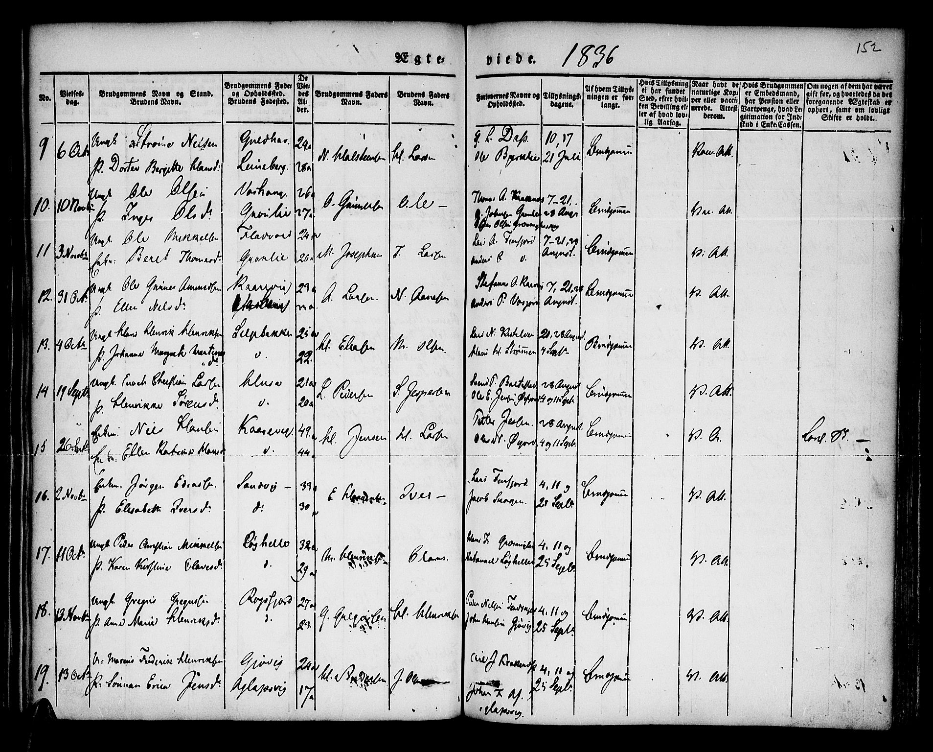 Lenvik sokneprestembete, SATØ/S-1310/H/Ha/Haa/L0004kirke: Parish register (official) no. 4, 1832-1844, p. 152