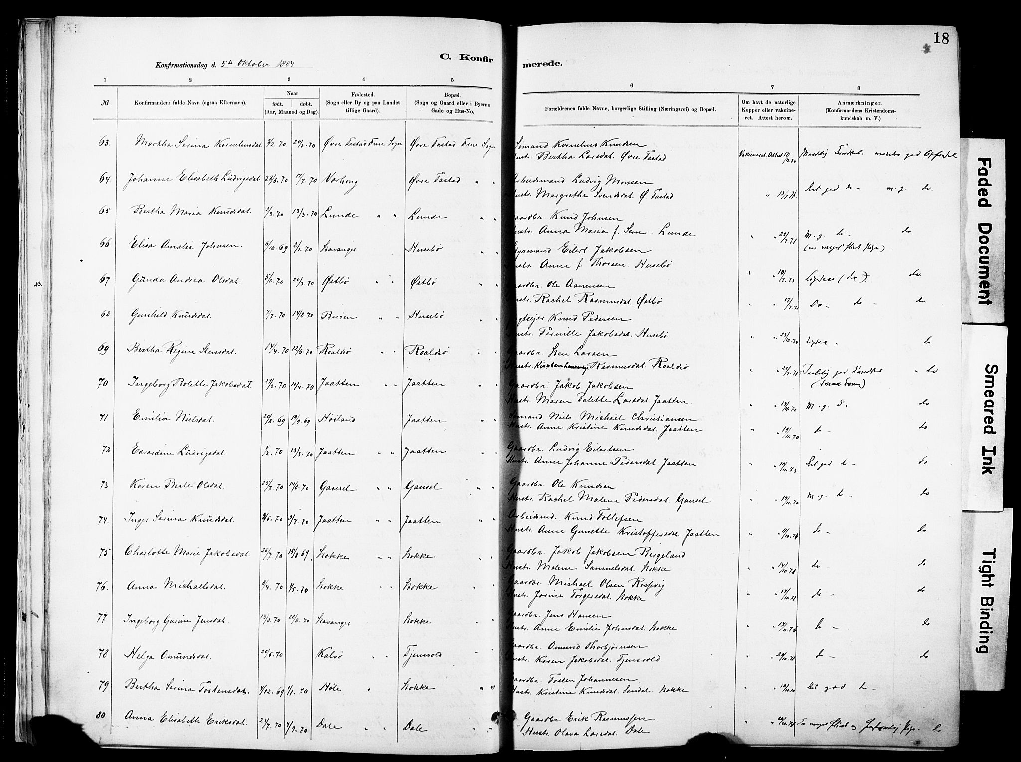 Hetland sokneprestkontor, AV/SAST-A-101826/30/30BA/L0012: Parish register (official) no. A 12, 1882-1912, p. 18