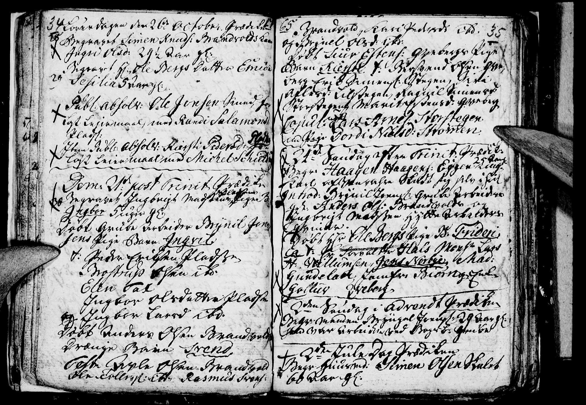 Tynset prestekontor, SAH/PREST-058/H/Ha/Haa/L0007: Parish register (official) no. 7, 1764-1769, p. 34-35