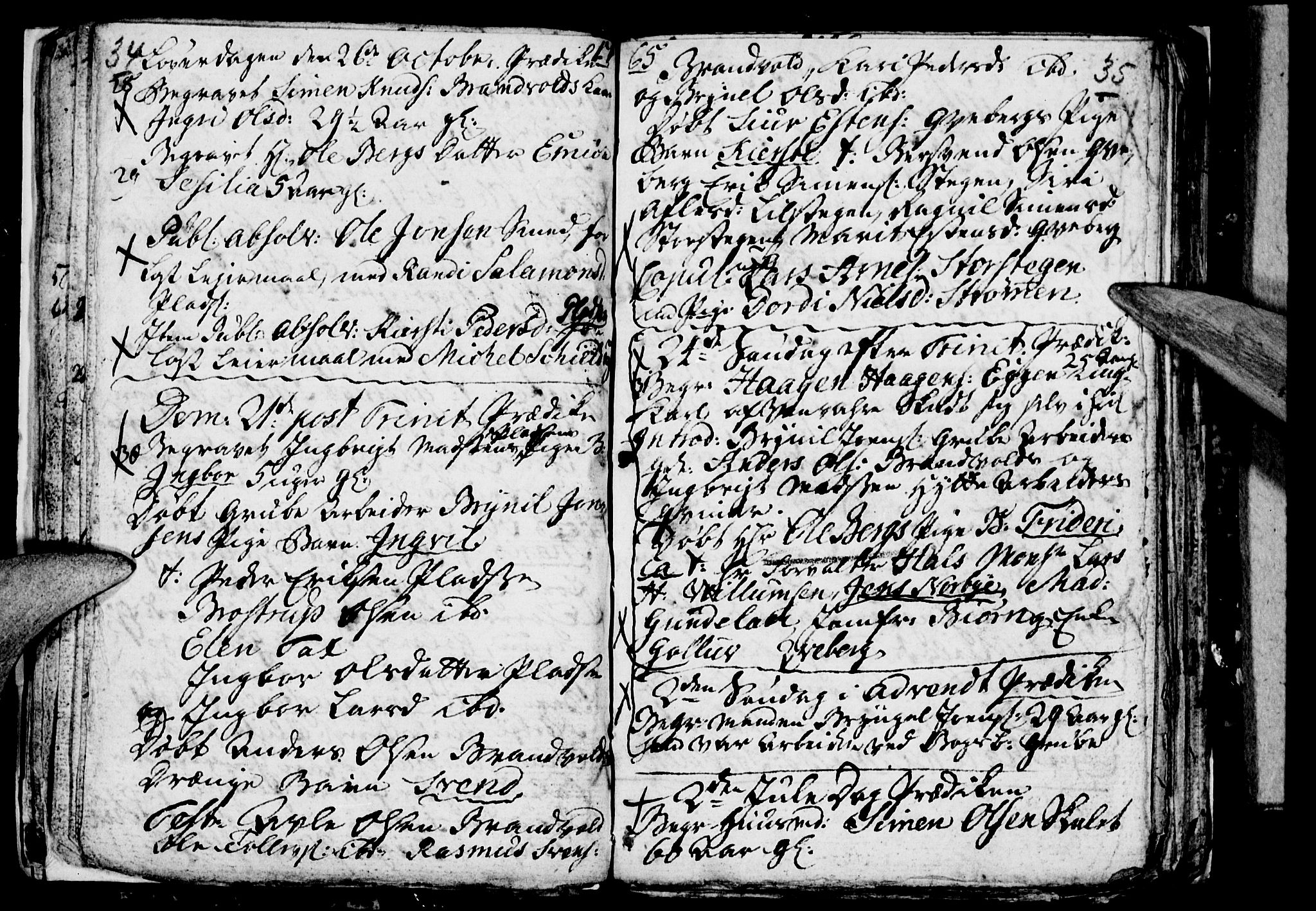 Tynset prestekontor, AV/SAH-PREST-058/H/Ha/Haa/L0007: Parish register (official) no. 7, 1764-1769, p. 34-35