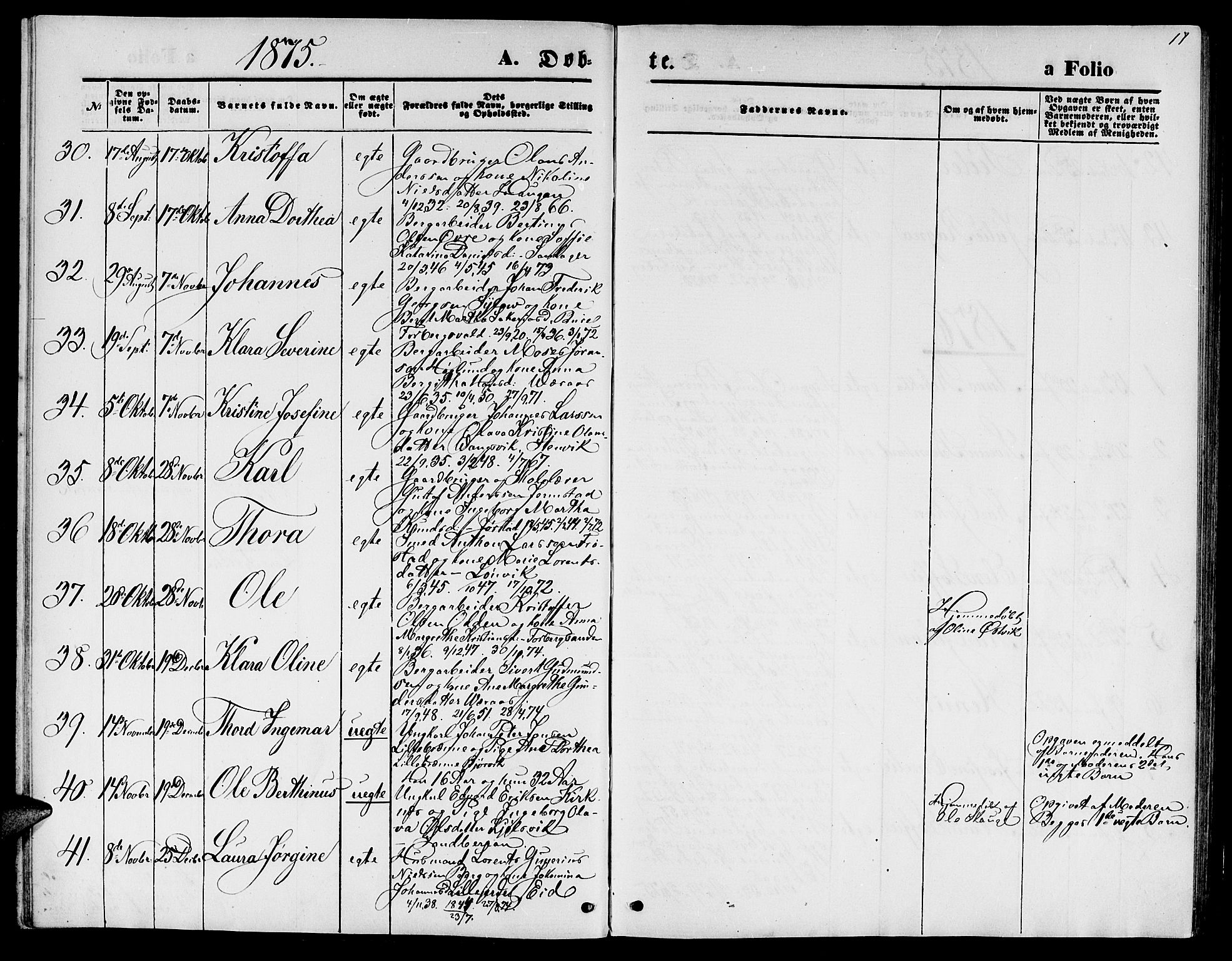 Ministerialprotokoller, klokkerbøker og fødselsregistre - Nord-Trøndelag, SAT/A-1458/722/L0225: Parish register (copy) no. 722C01, 1871-1888, p. 17