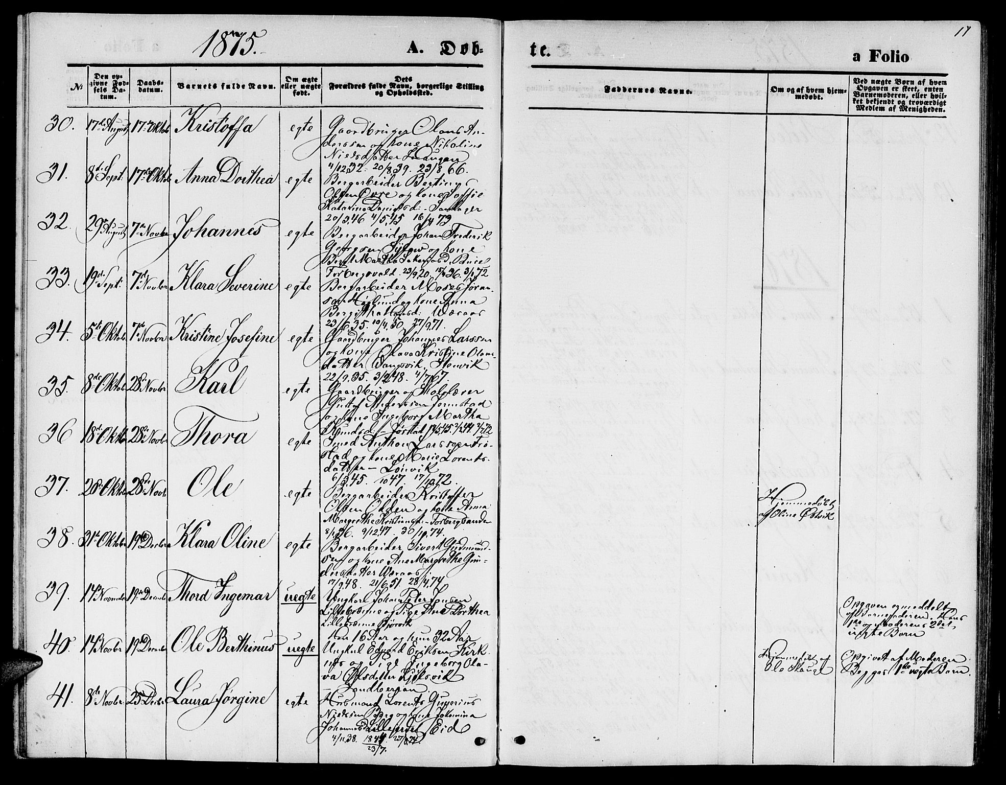 Ministerialprotokoller, klokkerbøker og fødselsregistre - Nord-Trøndelag, AV/SAT-A-1458/722/L0225: Parish register (copy) no. 722C01, 1871-1888, p. 17