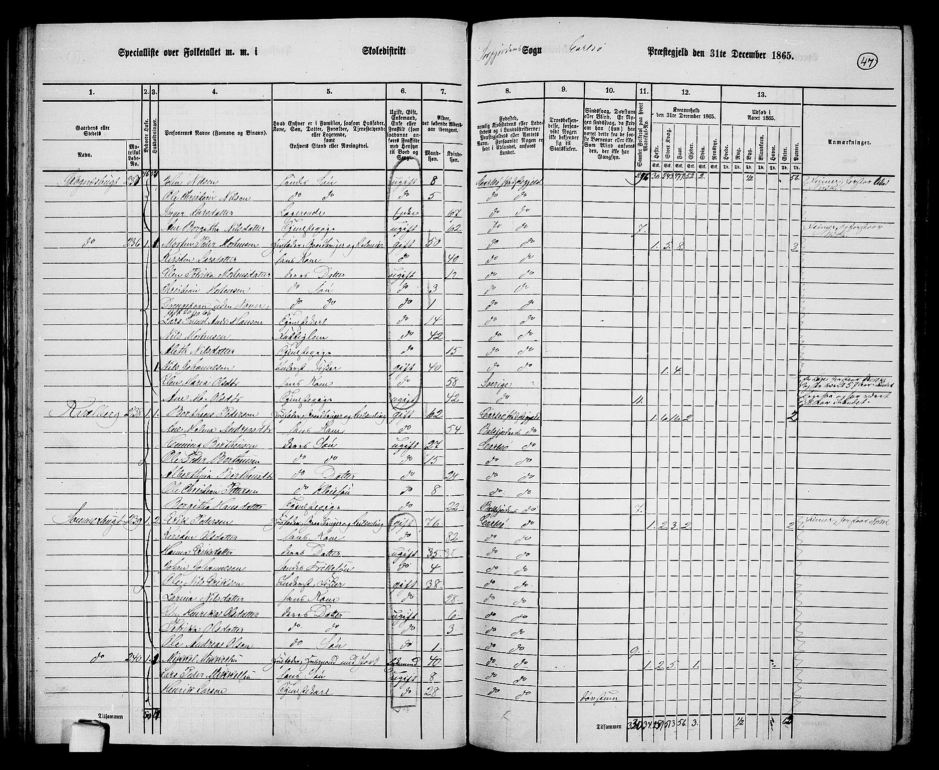 RA, 1865 census for Karlsøy, 1865, p. 47