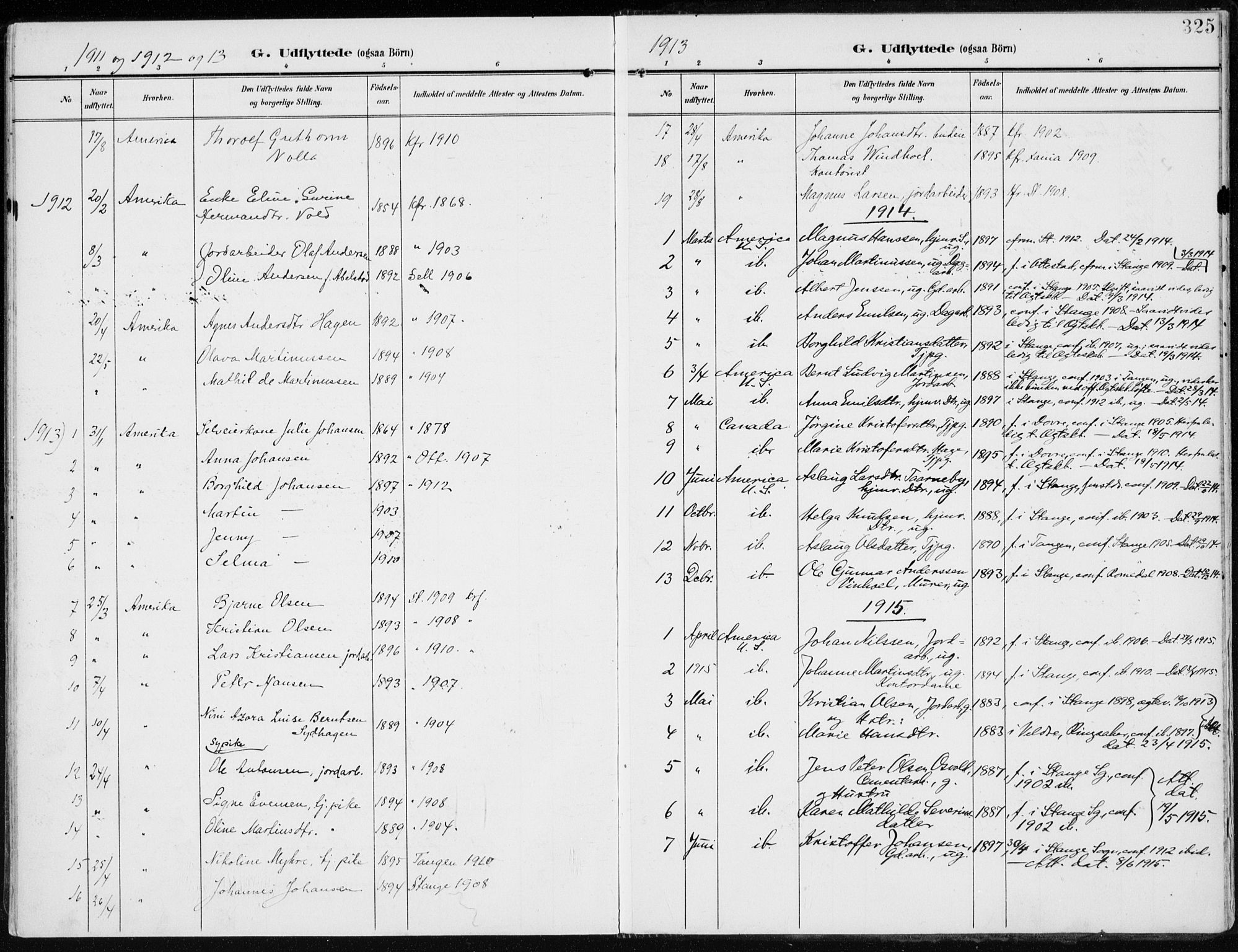 Stange prestekontor, AV/SAH-PREST-002/K/L0024: Parish register (official) no. 24, 1906-1922, p. 325