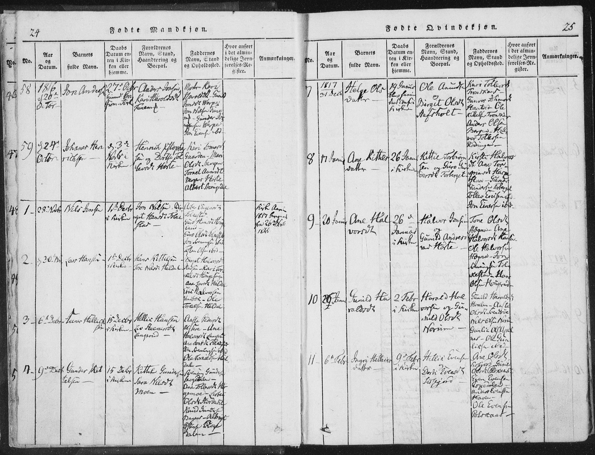 Bø kirkebøker, SAKO/A-257/F/Fa/L0006: Parish register (official) no. 6, 1815-1831, p. 24-25