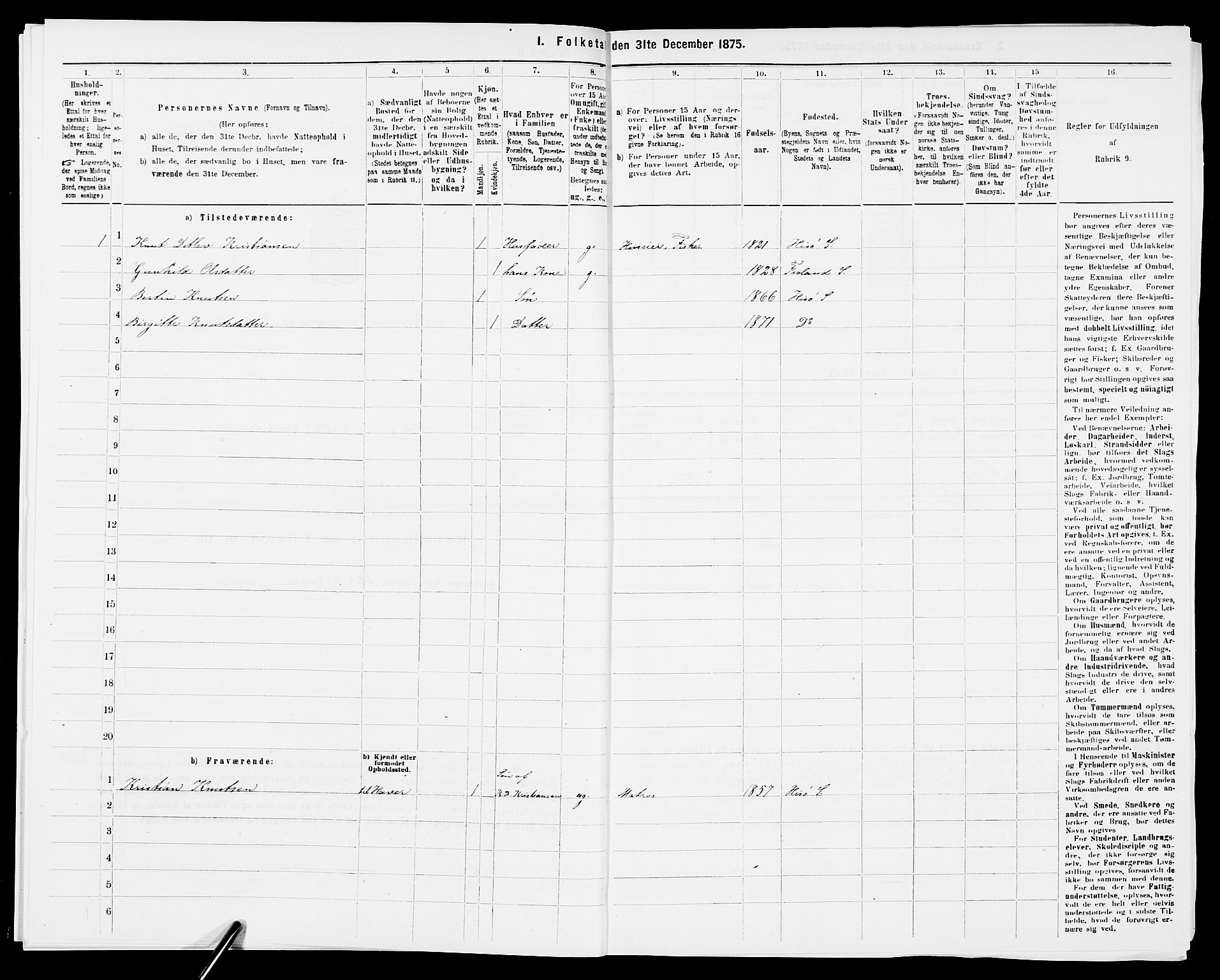 SAK, 1875 census for 0922P Hisøy, 1875, p. 505