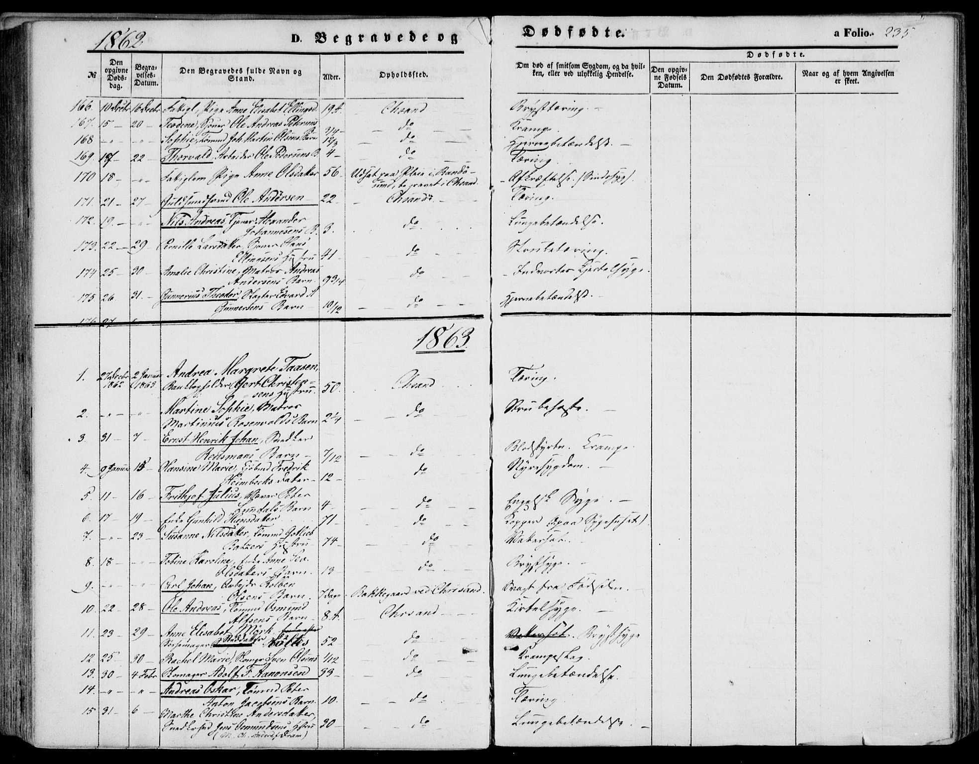Kristiansand domprosti, SAK/1112-0006/F/Fb/L0012: Parish register (copy) no. B 12, 1861-1870, p. 235