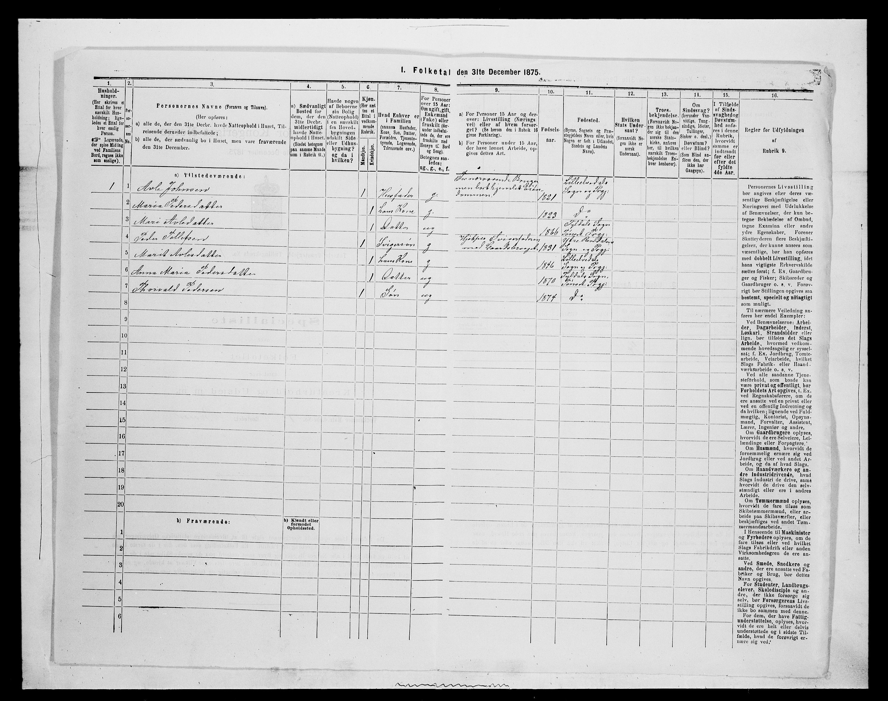 SAH, 1875 census for 0437P Tynset, 1875, p. 199