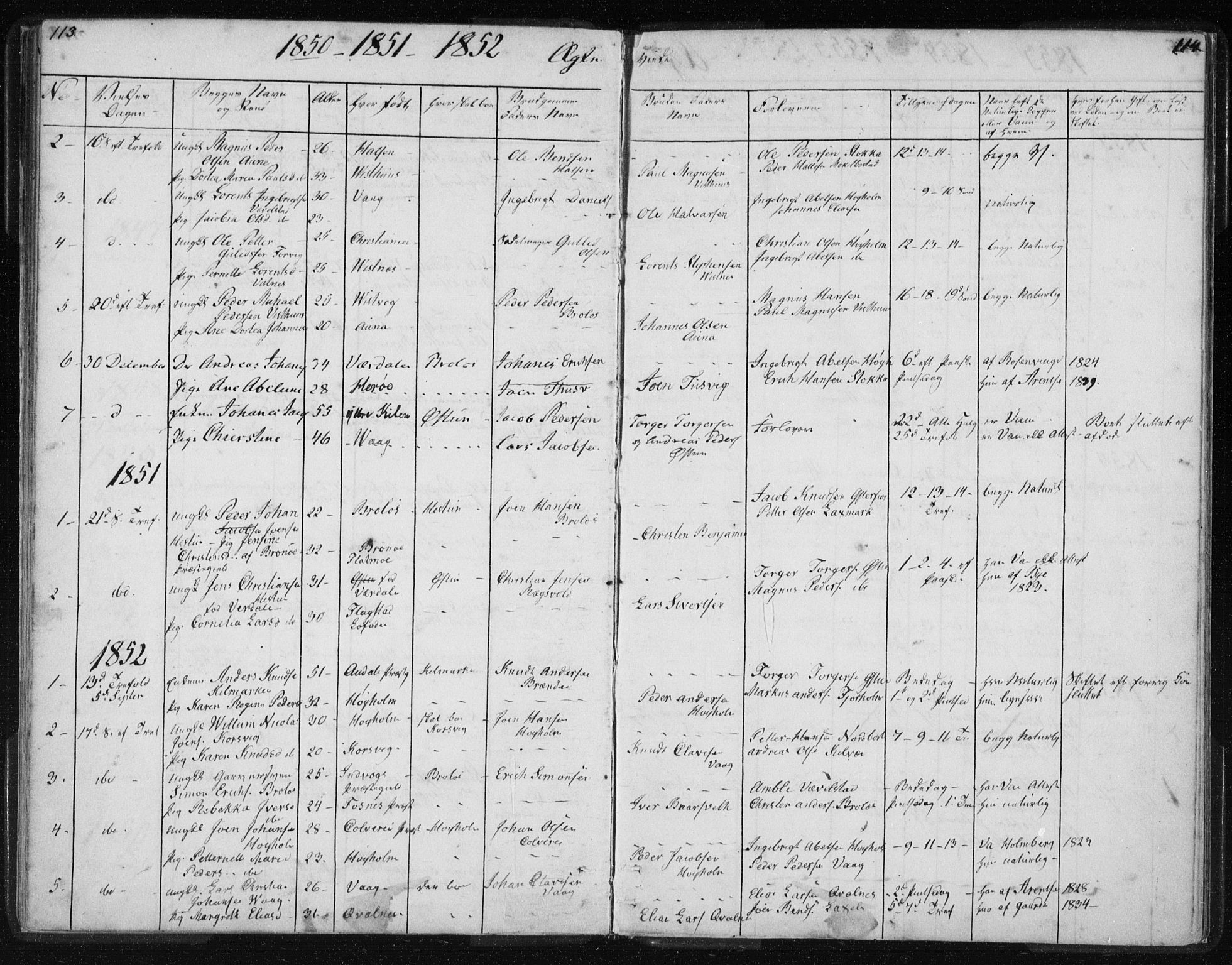 Ministerialprotokoller, klokkerbøker og fødselsregistre - Nordland, SAT/A-1459/819/L0275: Parish register (copy) no. 819C01, 1841-1868, p. 113-114