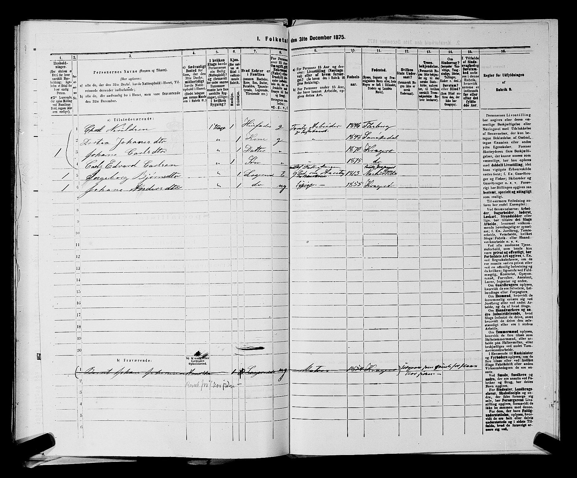 SAKO, 1875 census for 0801P Kragerø, 1875, p. 956