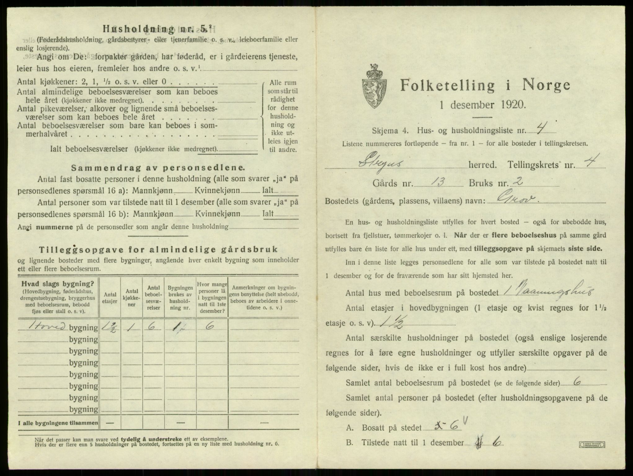 SAB, 1920 census for Stryn, 1920, p. 170