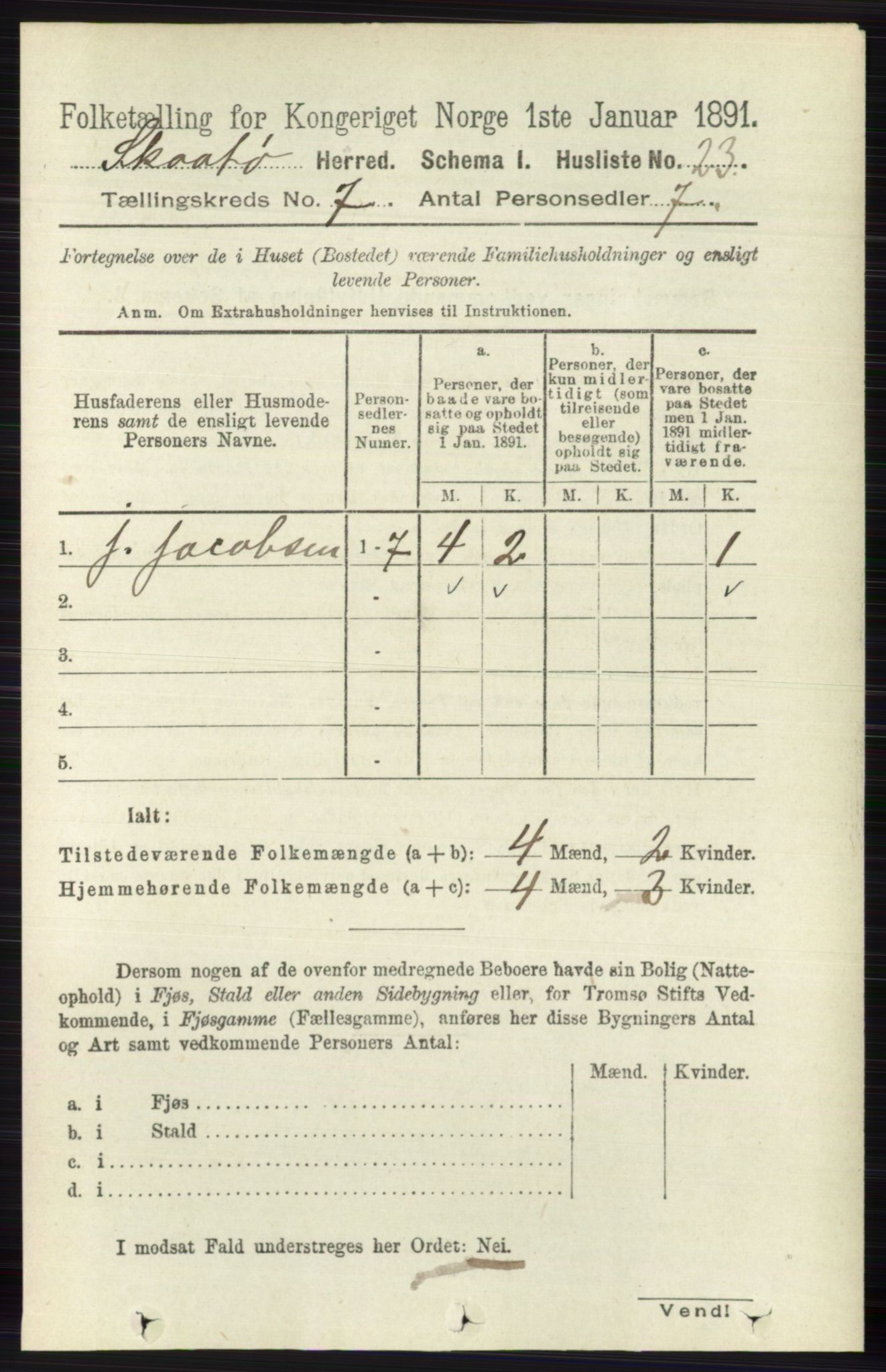 RA, 1891 census for 0815 Skåtøy, 1891, p. 3020